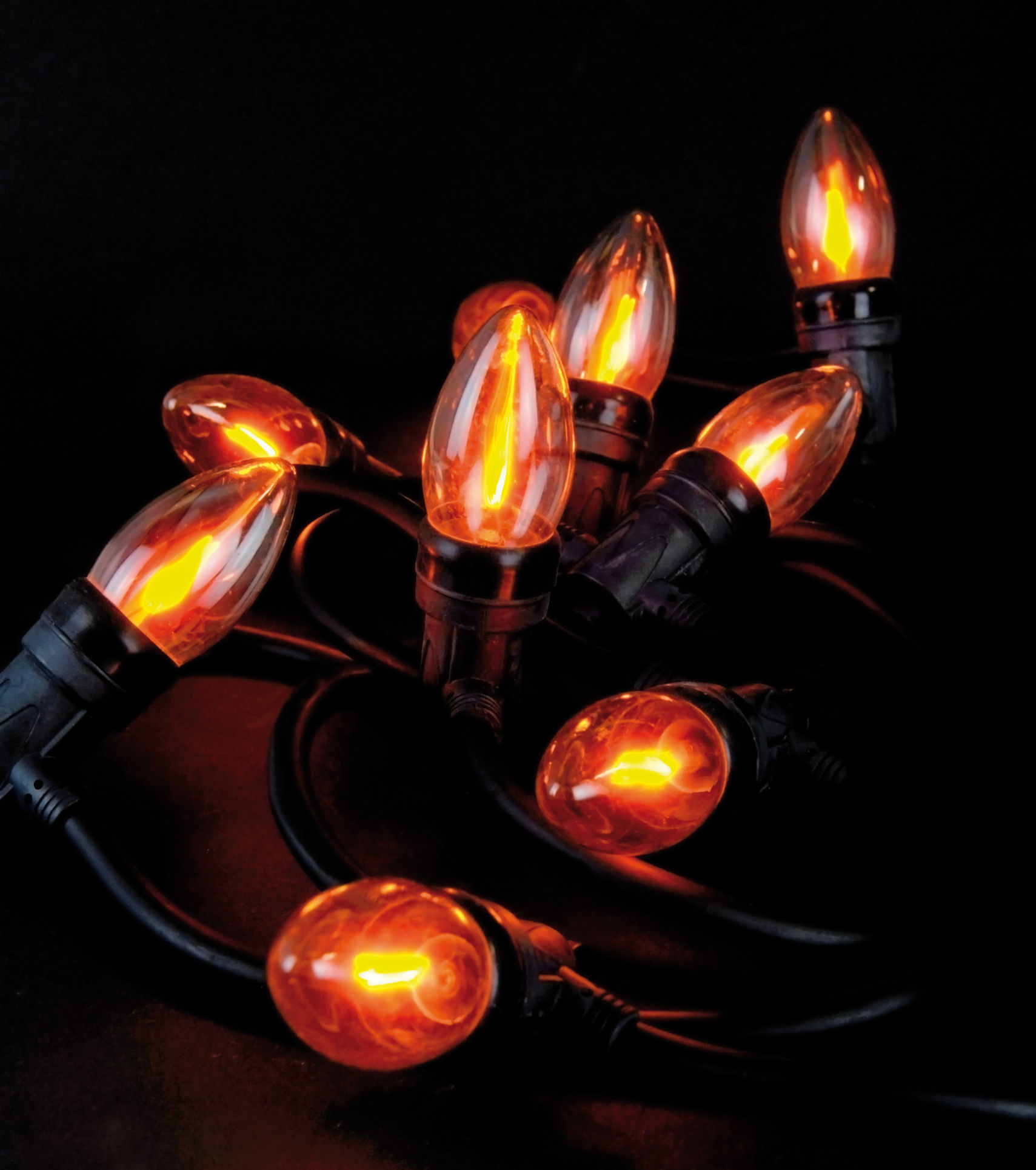 Lichterkette mit Flammen Effekt - 360 cm - Garten Deko Beleuchtung mit 10 Glühbirnen