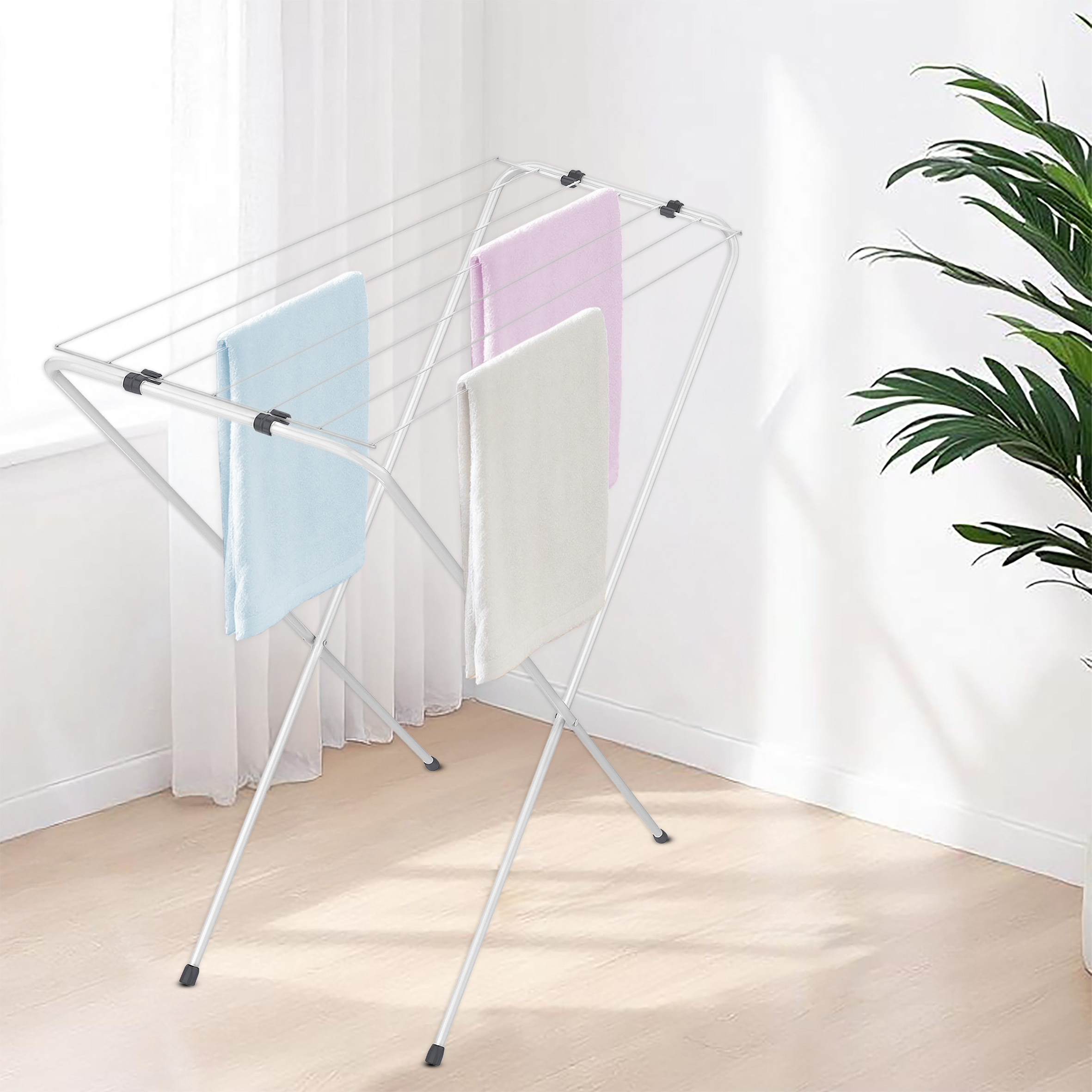 Wäscheständer klein klappbar 6 m Trockenlänge - 88 x 83 cm - Mini Wäschetrockner für wenig Platz