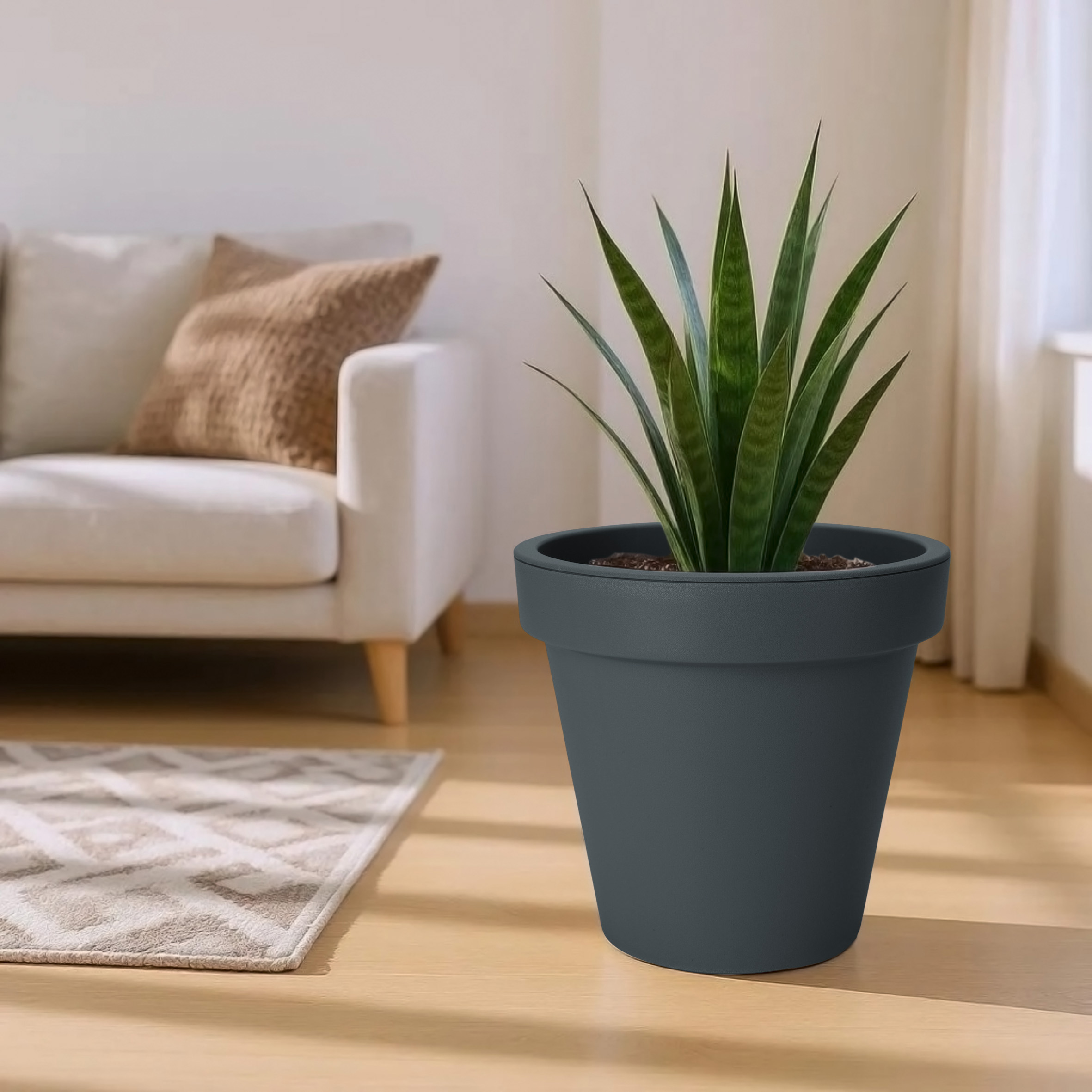 Kunststoff Pflanzkübel S rund Ø 30 cm - anthrazit - Blumenkübel groß für Außen und Innen
