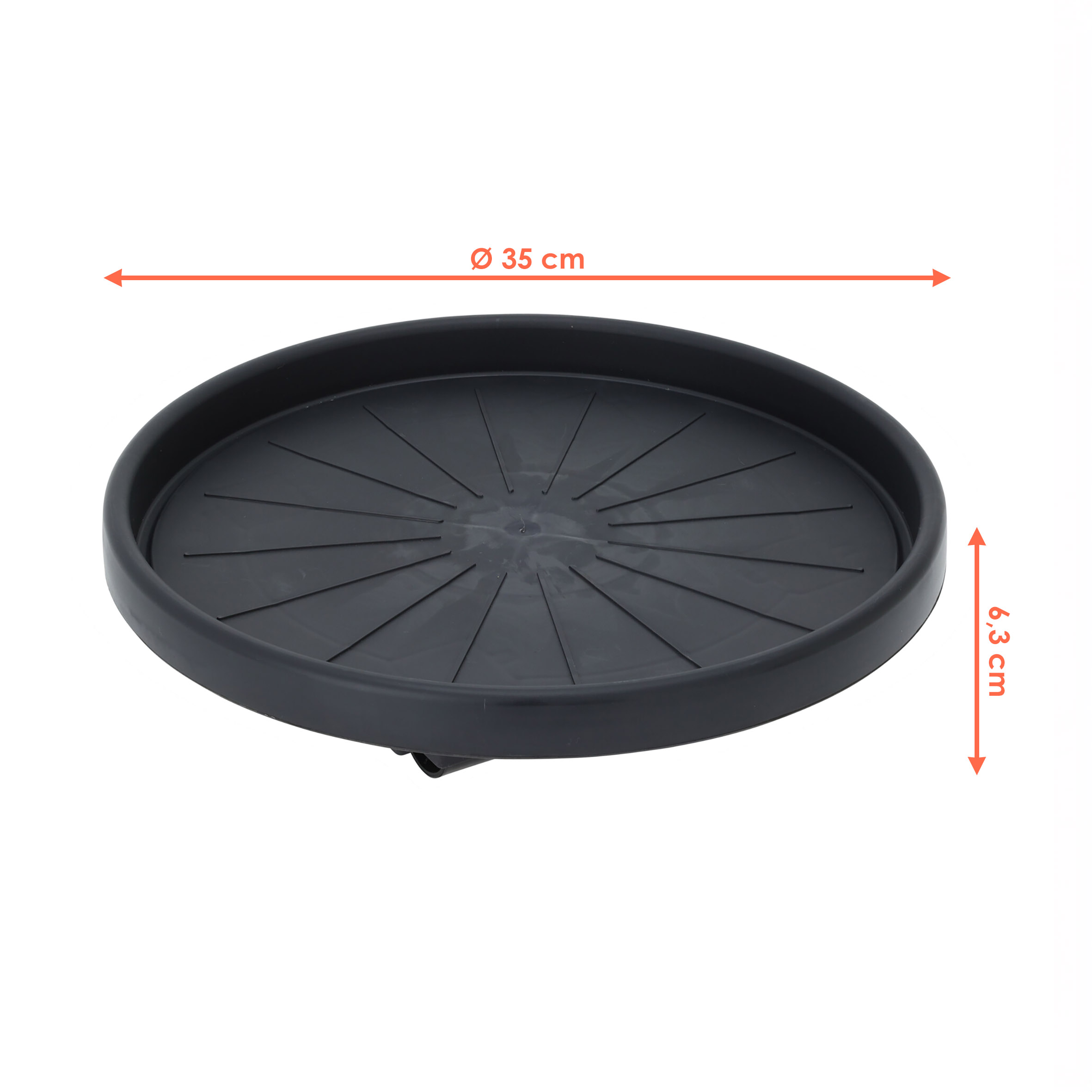 Kunststoff Pflanzentrolley anthrazit rund - 35 cm - Blumentopf Unterteller mit 4 Rollen