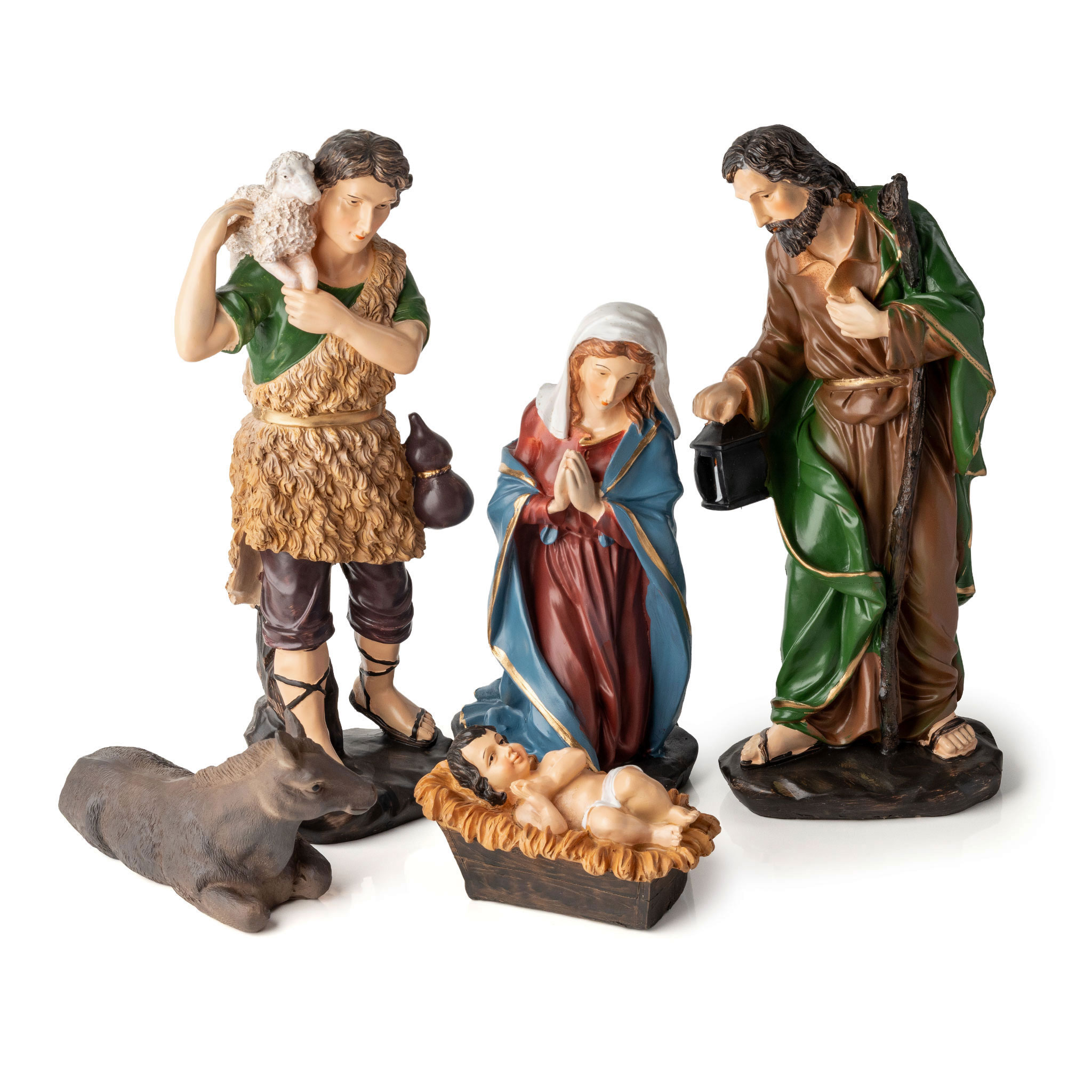XXL Polyresin Weihnachts Krippenfiguren 10-teiliges Set - 37 cm - Kunststein Weihnachtskrippe Figuren 10 Stück detailgetreu handbemalt