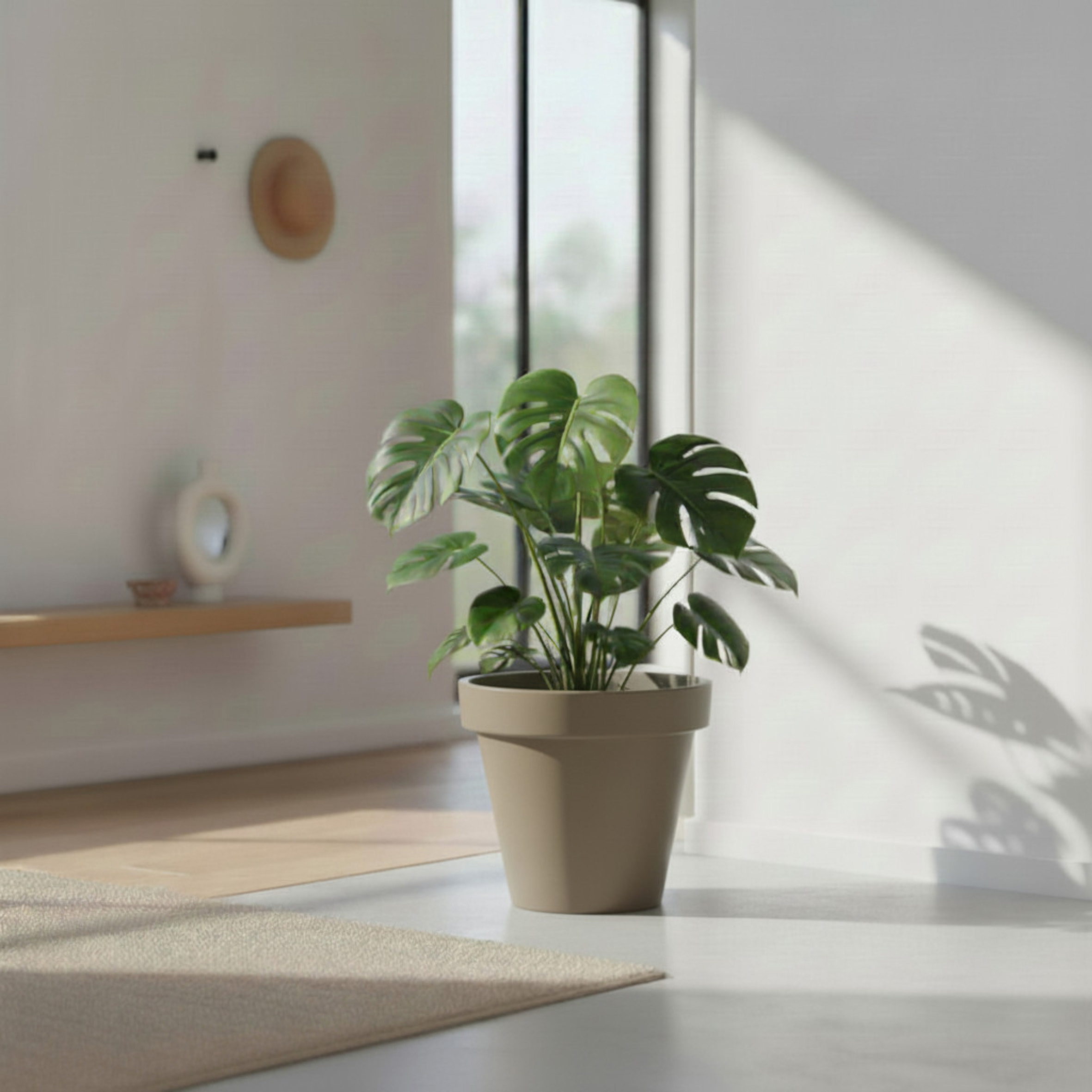 Kunststoff Pflanzkübel L rund Ø 48 cm - beige - Blumenkübel groß für Außen und Innen