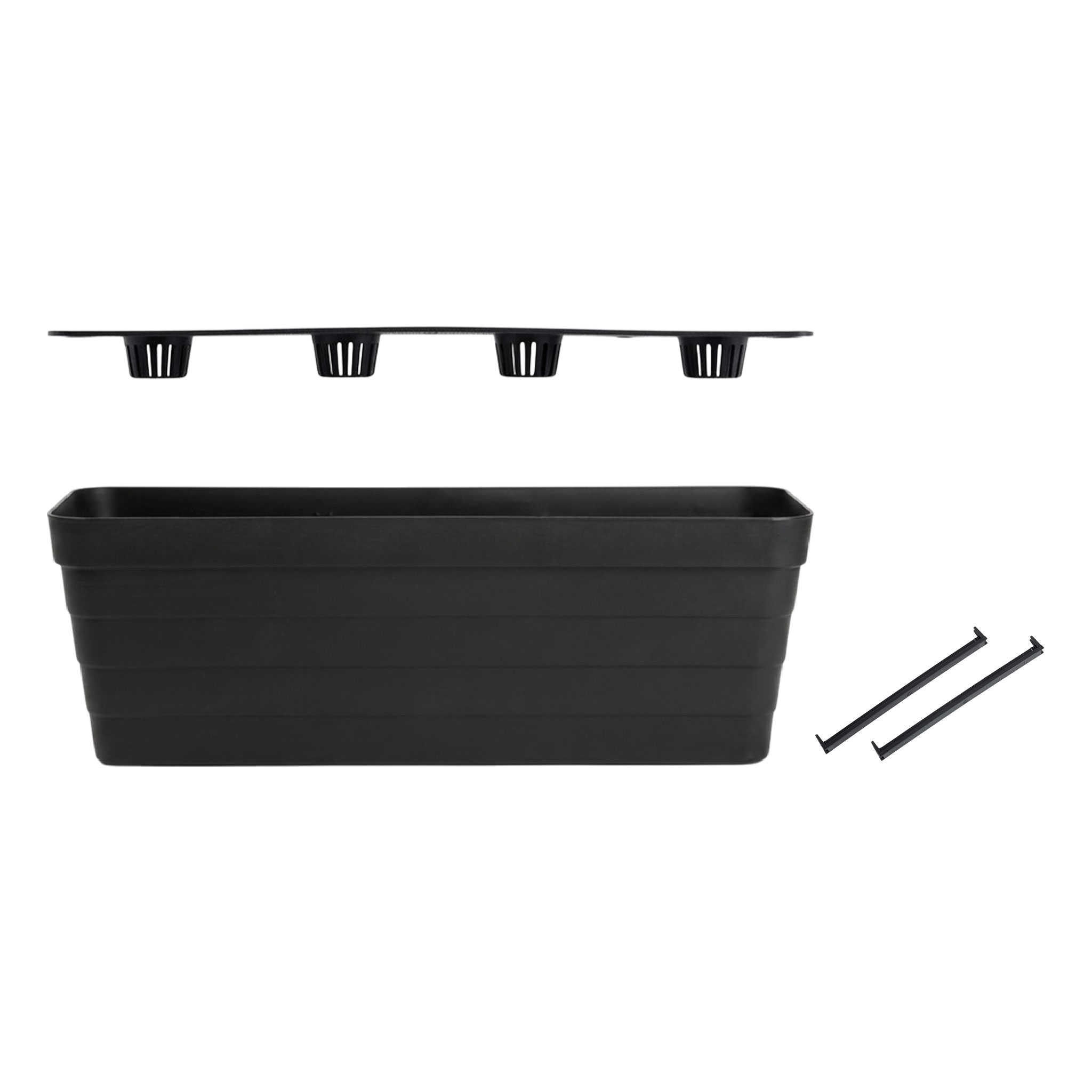 Balkon Blumenkasten Bewässerungssystem - 60 cm - Kunststoff Geländer Pflanztopf in anthrazit