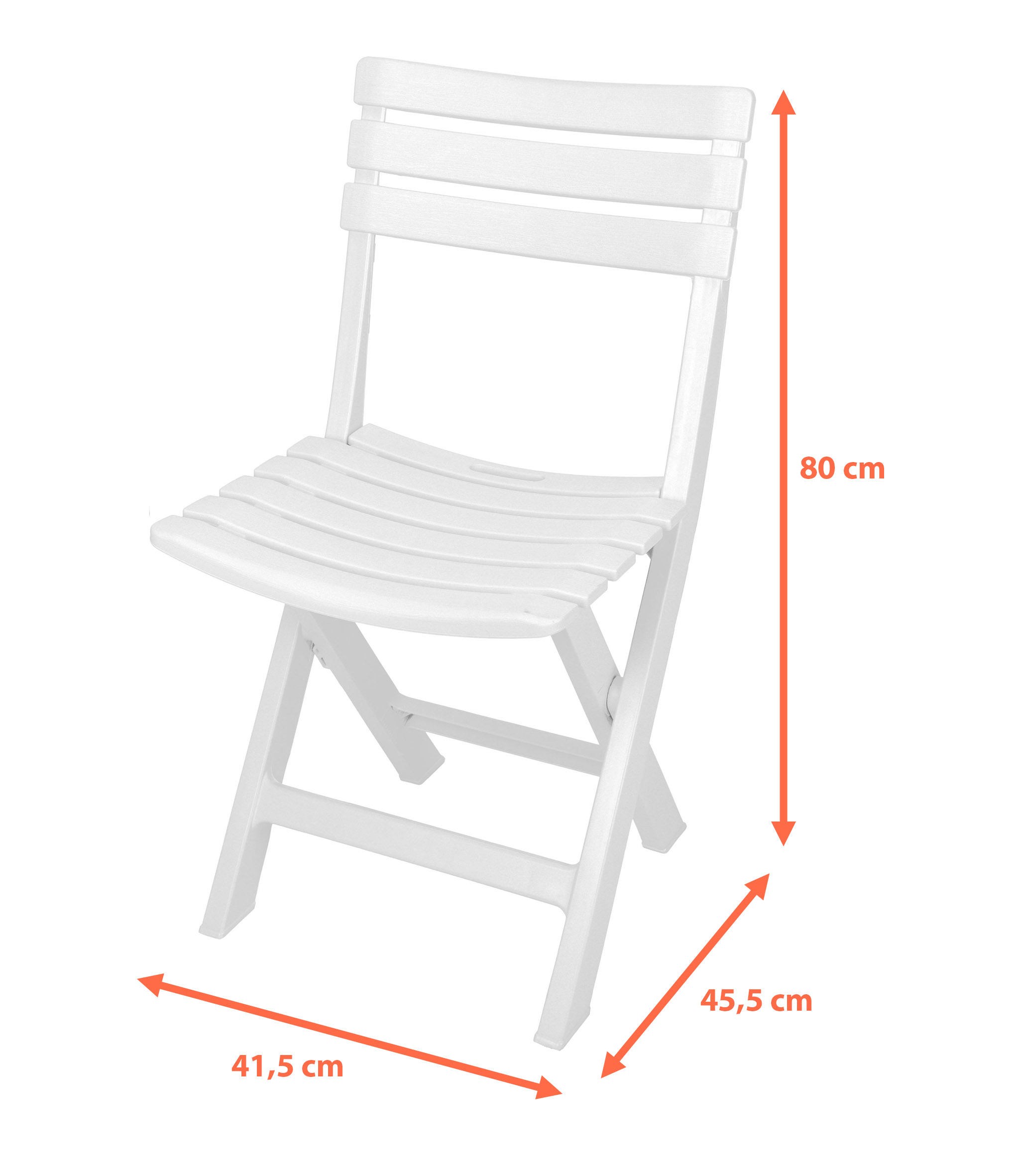 Kunststoff Klappstuhl 80 x 45 cm - 6 verschiedene Farben - Garten Bistrostuhl klappbar