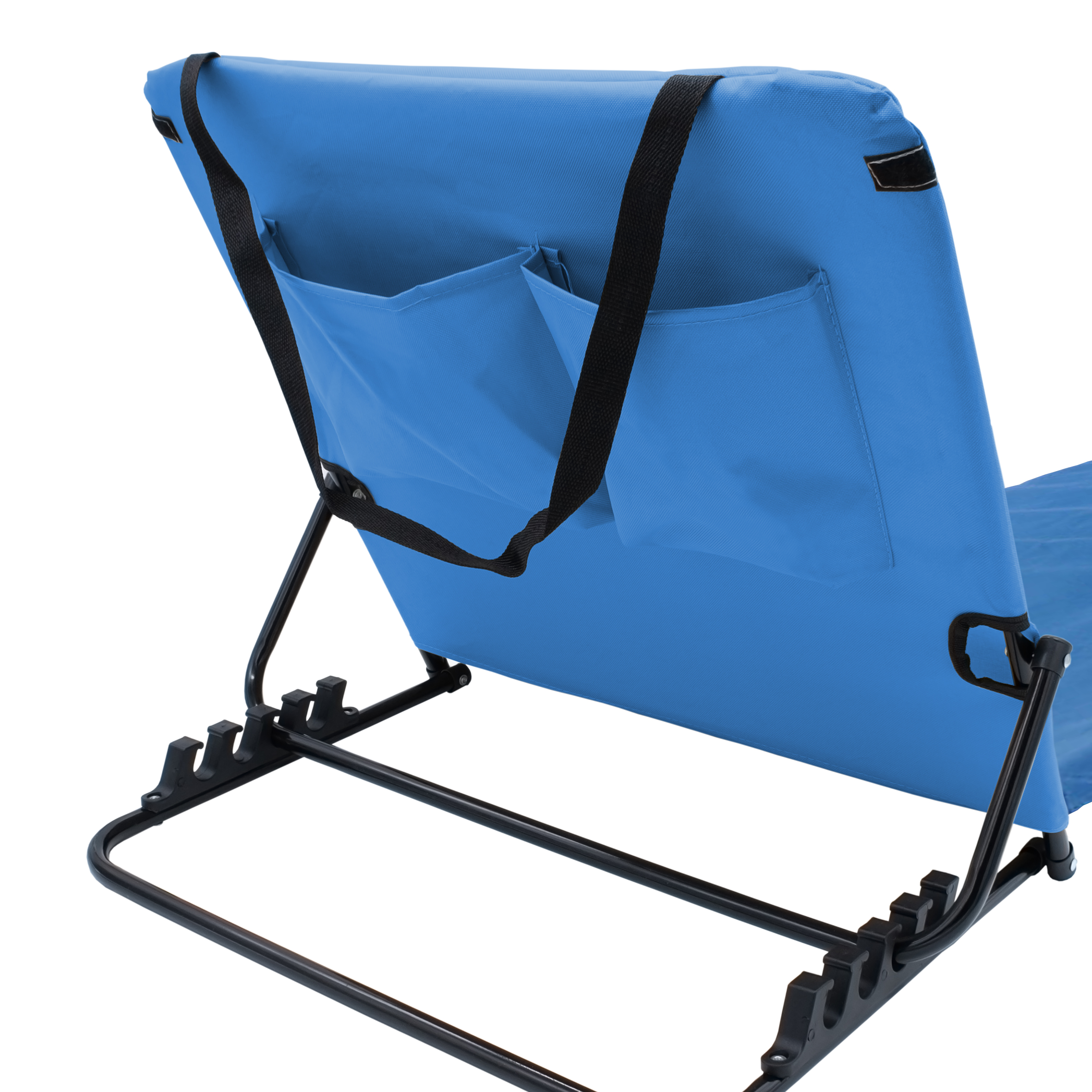 Strandmatte mit Kopfkissen klappbar - blau - Liegematte mit verstellbarer Rückenlehne