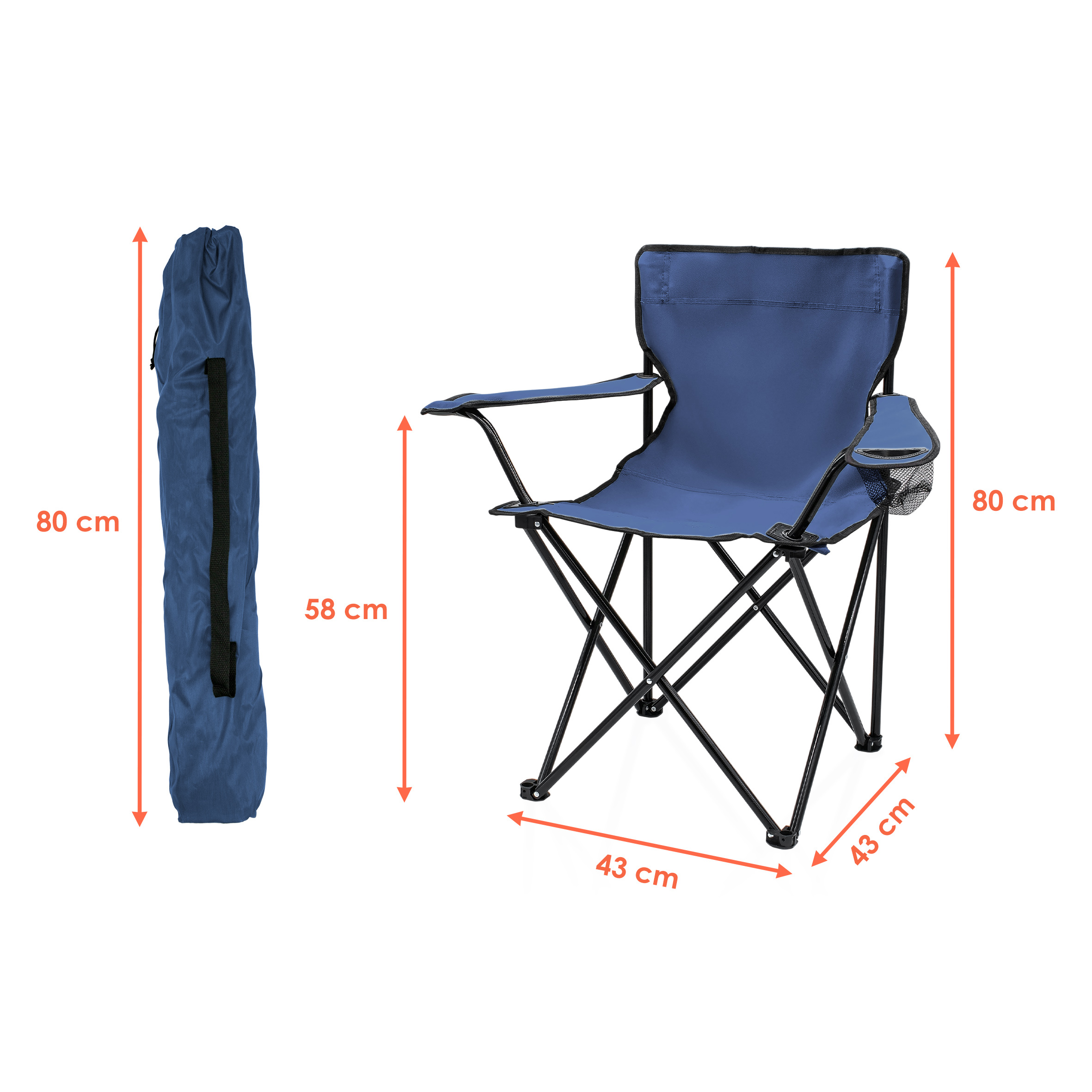 Campingstuhl mit Getränkehalter - 9 verschiedene Farben - Camping Strand und Garten Klappstuhl