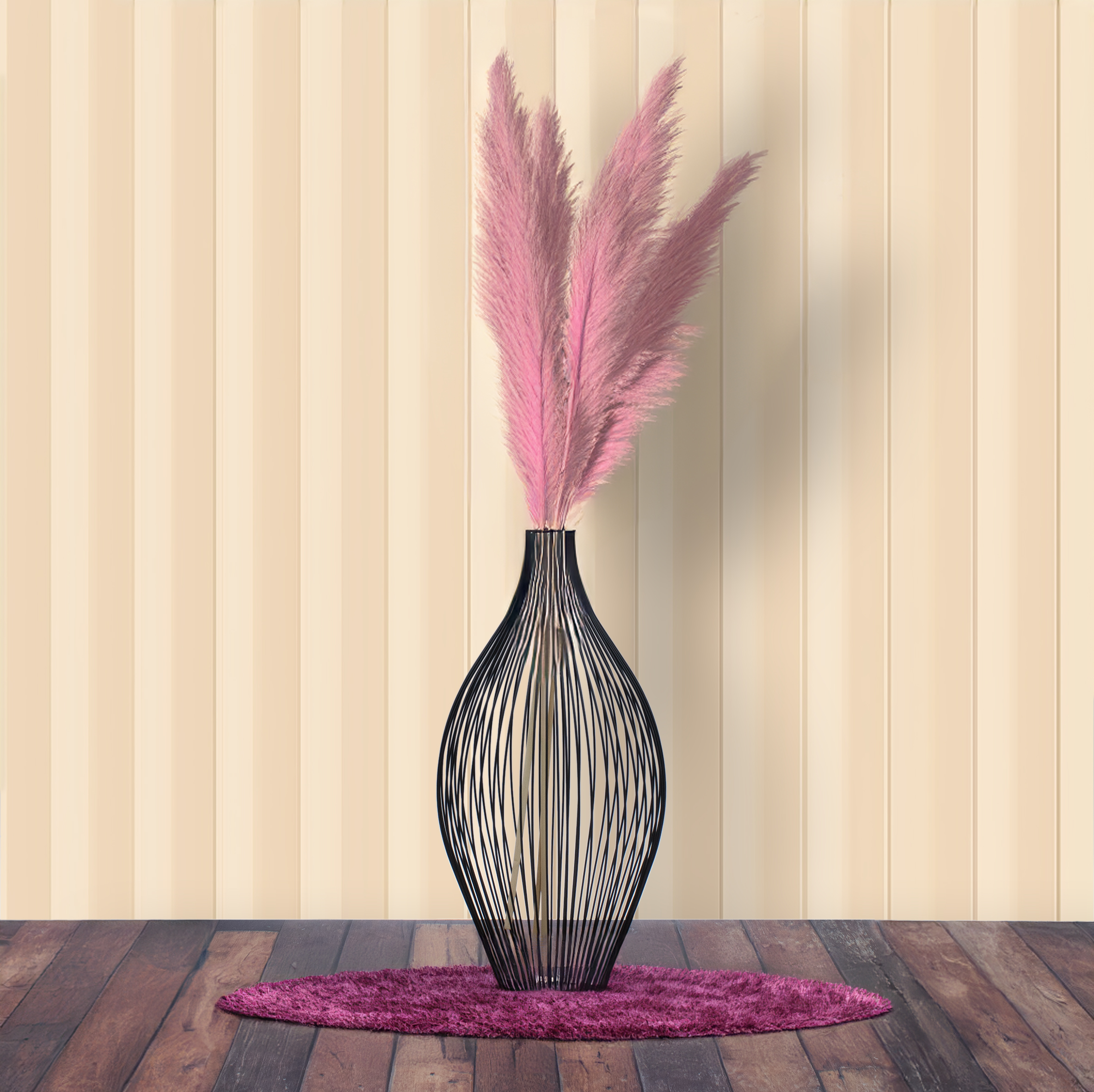 Metall Vase im Gitter Design für Trockenblumen - 45 cm - Deko Ständer für Kunstblumen
