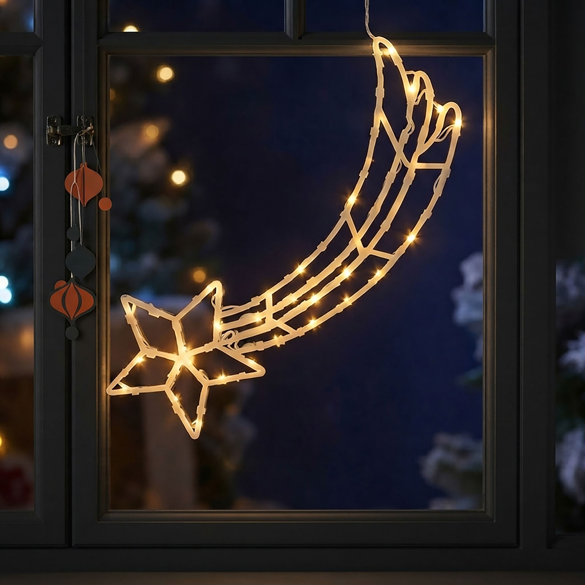 LED Fenster Silhouette mit Dual Timer - 4 Motive in 2 Größen - Deko Weihnachts Beleuchtung Batterie betrieben
