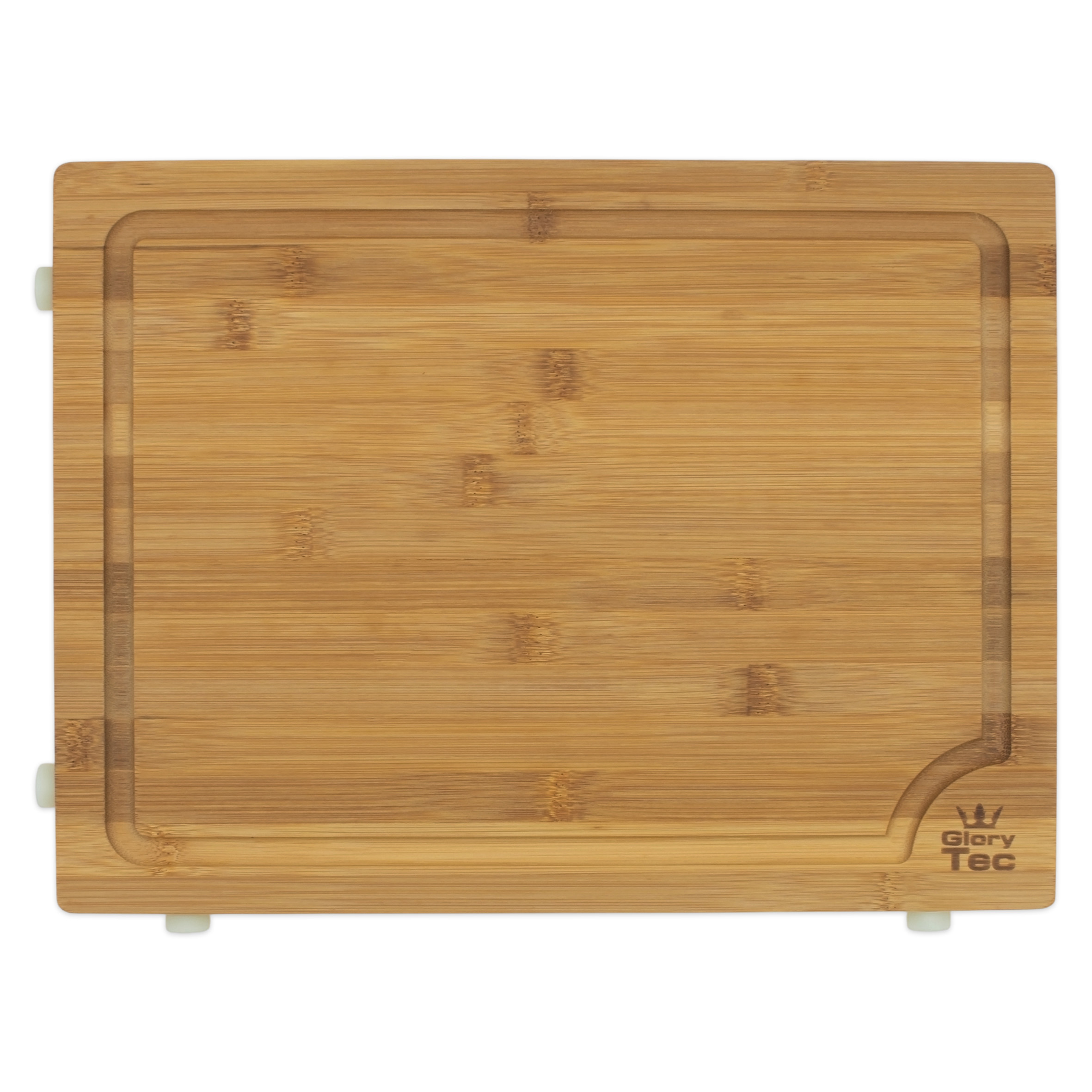 Bambus Schneidebrett mit Saftrille beidseitig verwendbar - 40 x 20 cm - Küchenbrett klingenschonend mit Standfüßen