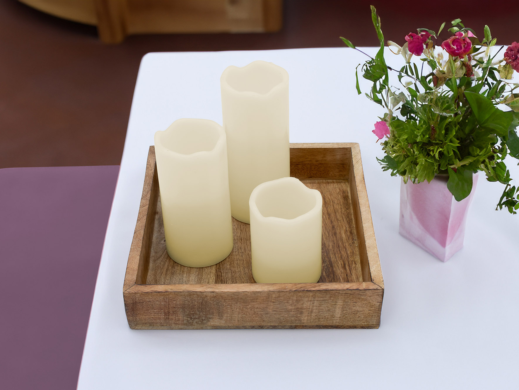 Mango Servier Tablett quadratisch - 25 cm - Deko Holz Schale eckig