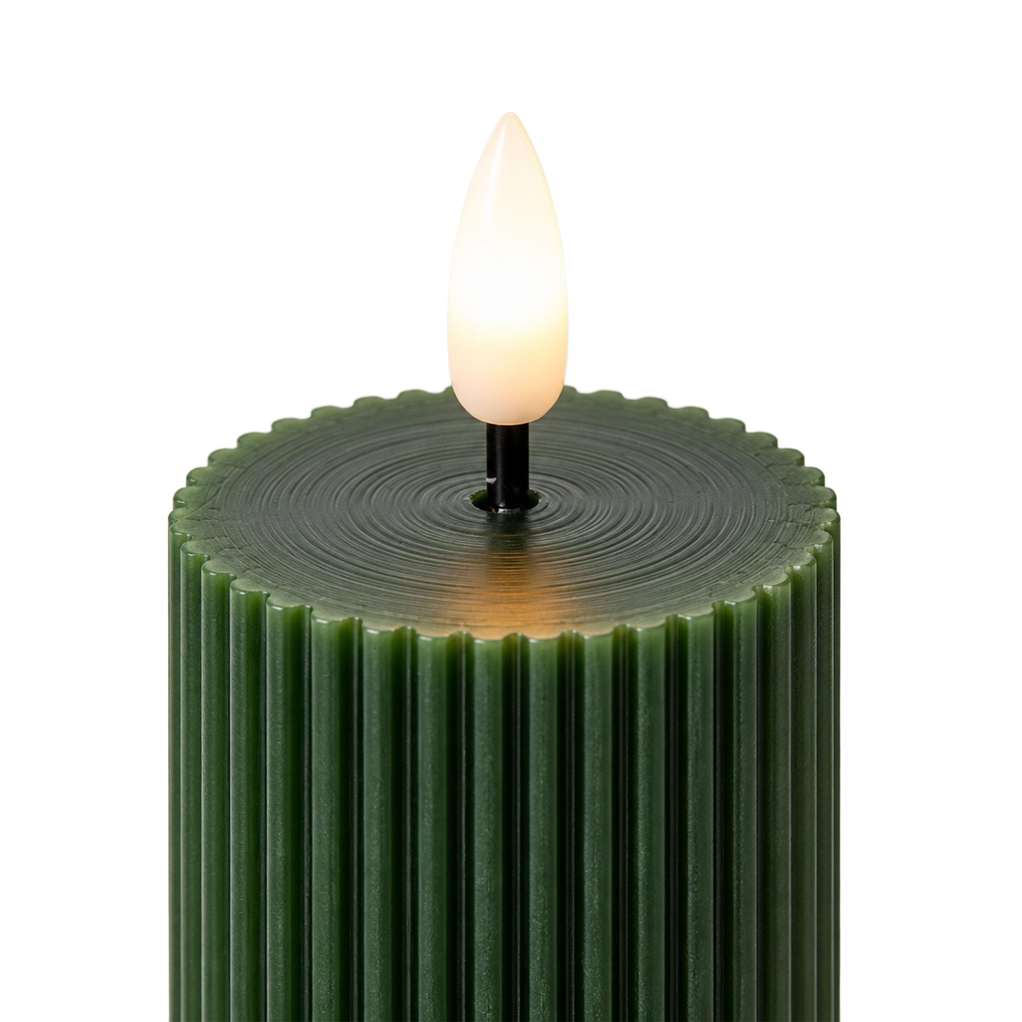 LED Stumpenkerzen mit Flammen Effekt 3er Set batteriebetrieben - 12 / 17 / 22 cm - Künstliche Tafelkerze dick warm weiß mit Flackereffekt