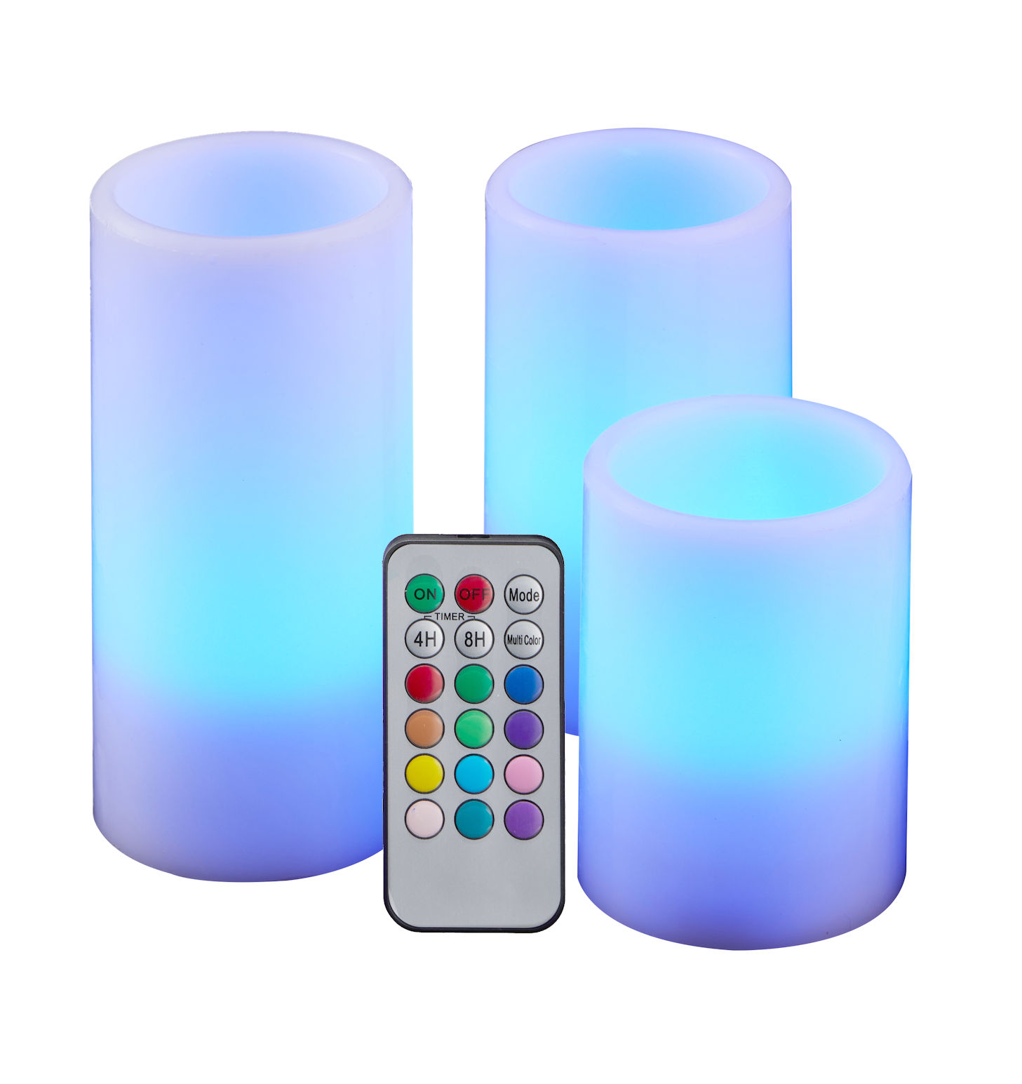 LED Kerze mit Timer / Fernbedienung - 3er Set - flackernde Deko Kerzen Farbe