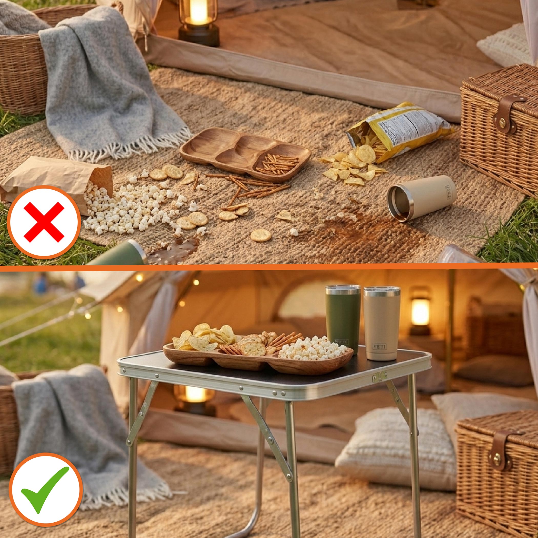 Mini Alu Campingtisch schwarz klappbar - 40 x 40 cm - Outdoor Klapptisch klein Belastbarkeit bis 15 kg