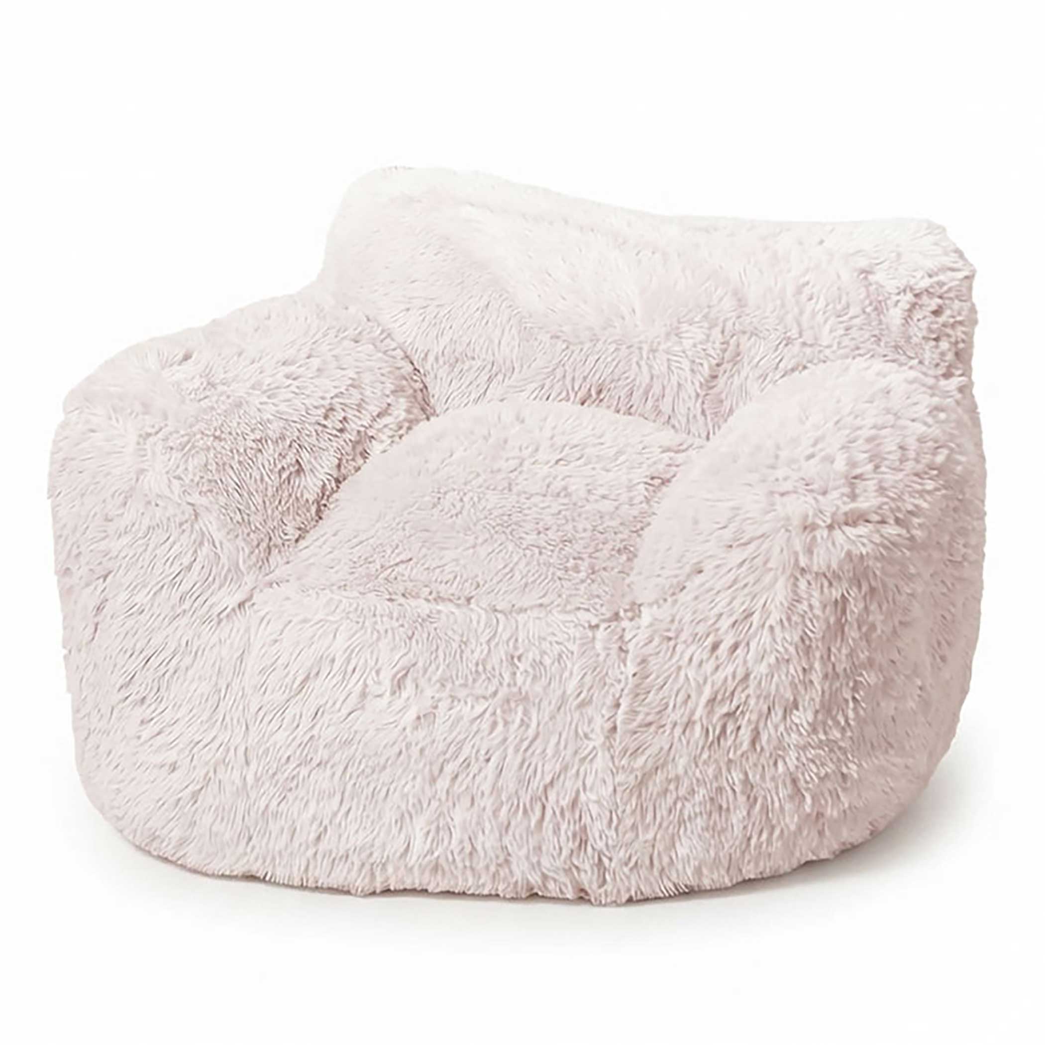Lounge Sessel cremeweiß mit Armlehnen 104 x 96 cm - Plüsch - XL Sitzsack beige mit Schaumstoff Füllung