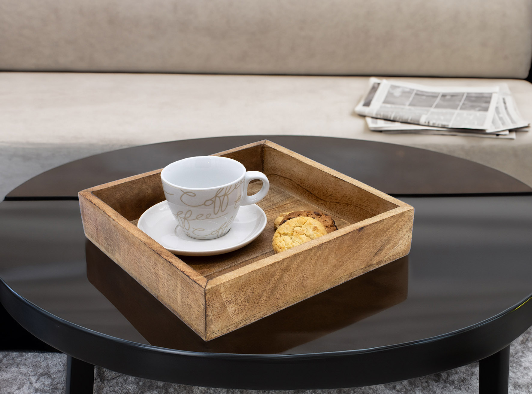 Mango Servier Tablett quadratisch - 25 cm - Deko Holz Schale eckig