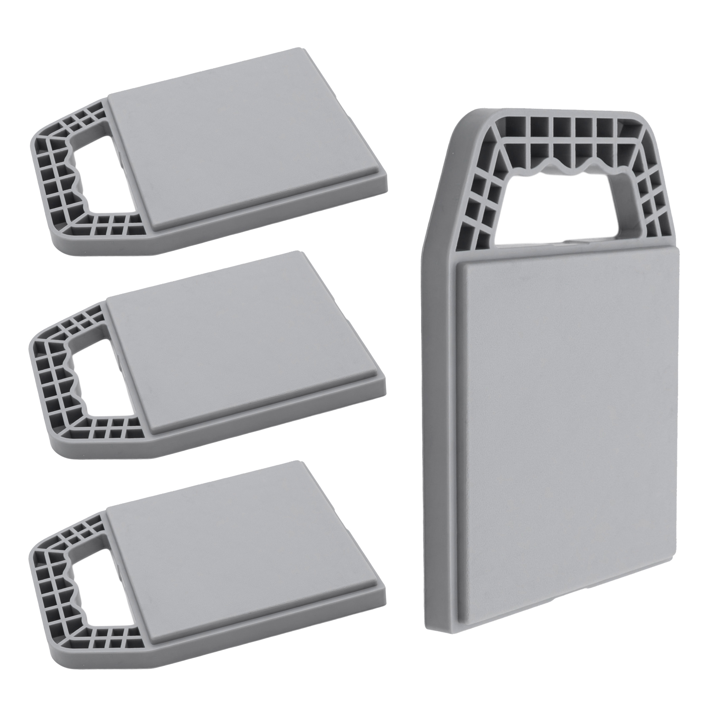 Unterlegplatten für Wohnwagen Stützen 22 x 16 cm grau stapelbar - 4er Set - Stützplatten für Wohnmobil Stützblöcke aus hochdichtem Polyethylen