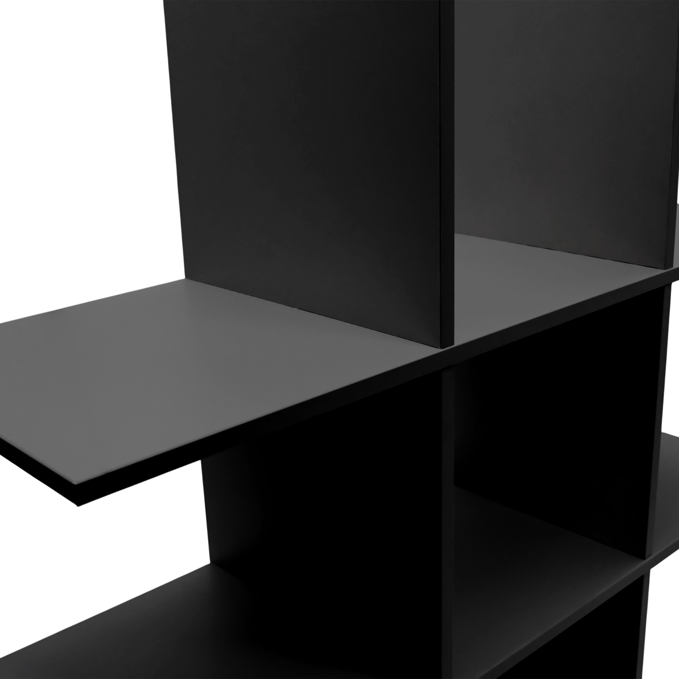 Holz Wandregal 55 x 55 cm schwebend mit 6 Fächern - schwarz - Schweberegal im Würfel Design mit Melamin Furnier