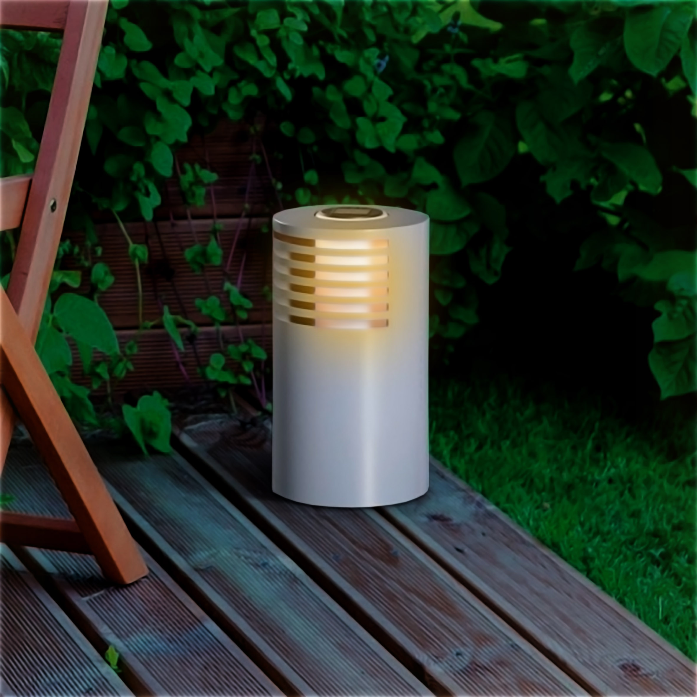 LED Solar Metall Wegeleuchte grau - 35 x Ø 20 cm