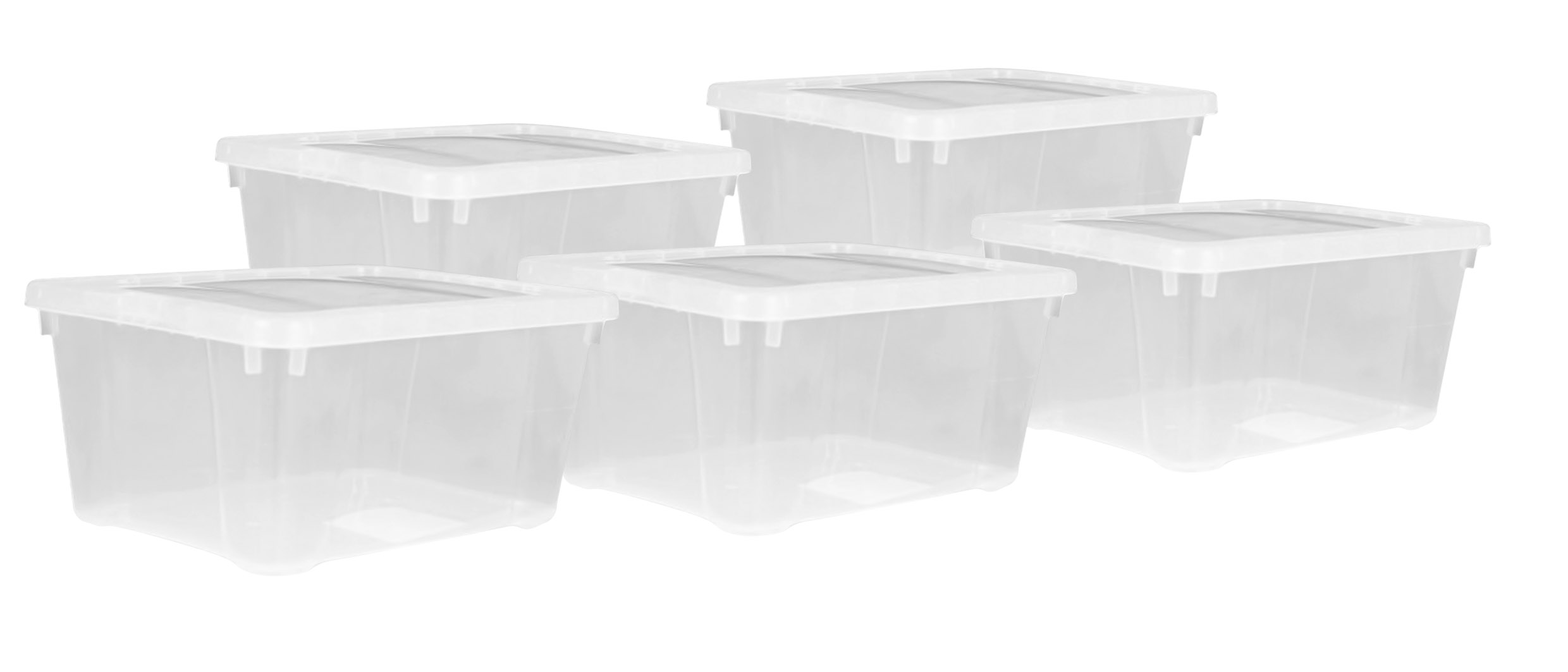 Kunststoff Aufbewahrungsbox transparent 4,5 Liter - 5er Set - Klarsicht Universal Box 33 x 20 cm