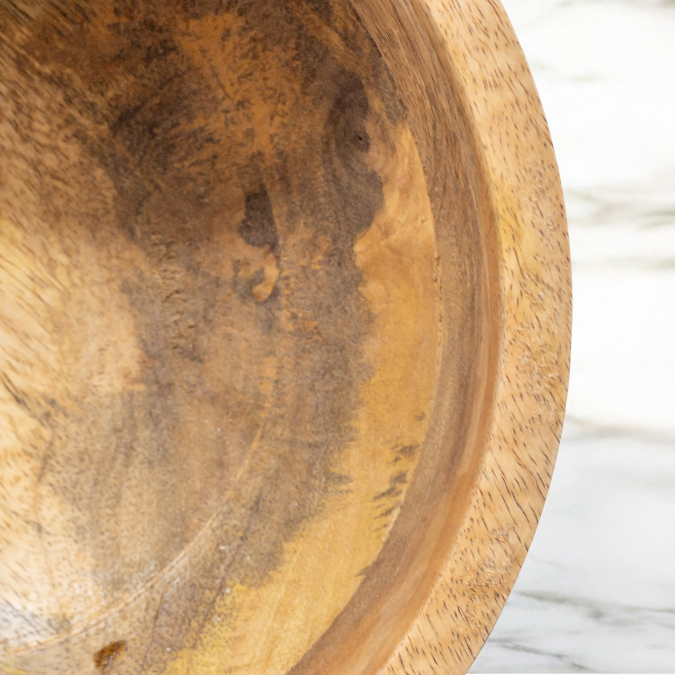 Mango Deko Schale natur - 20 cm - Holz Obst Teller rund