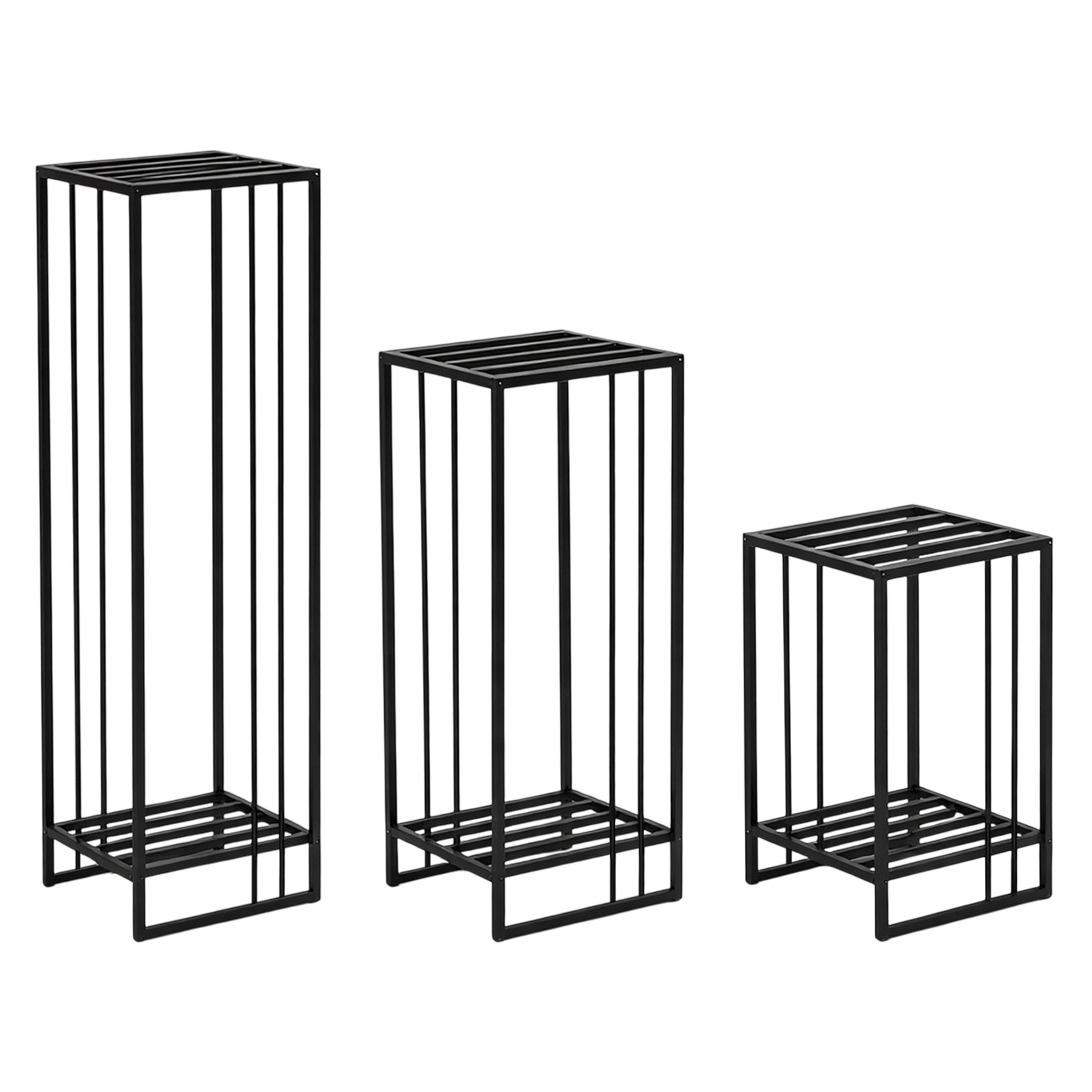Rechteckige Pflanzenständer aus Metall im 3er Set - 95 / 75 / 55 - moderner Deko Blumen Hocker