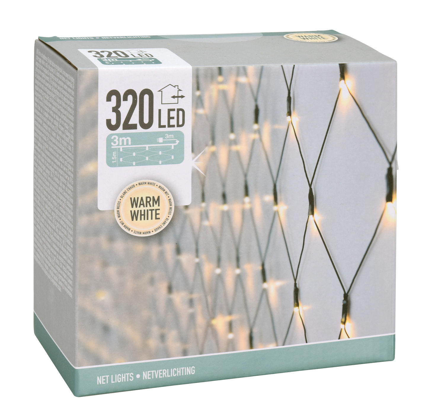 LED Lichternetz 320 LEDs in kaltweiss ca 300 cm x 150 cm -