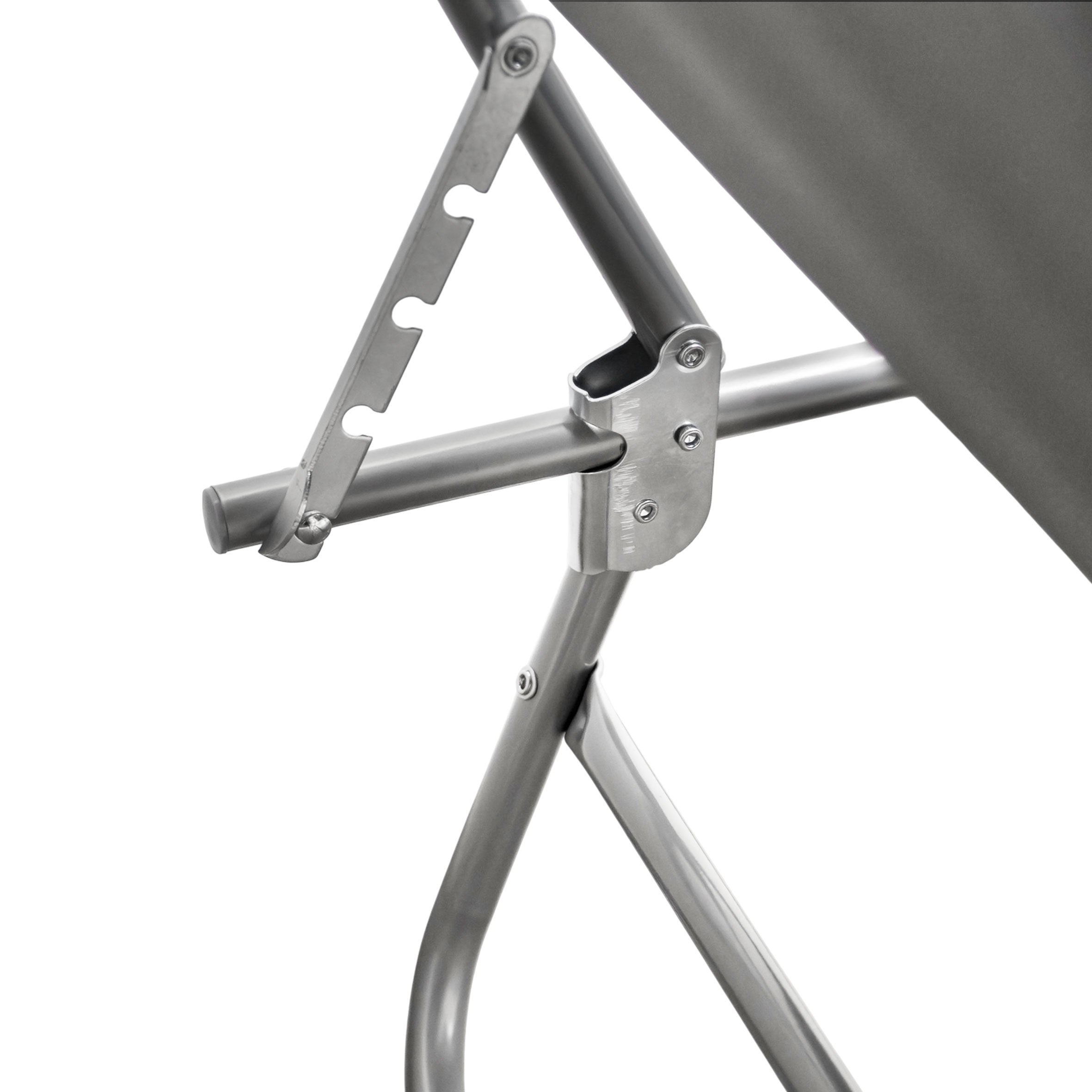 3-Bein Gartenliege klappbar mit Tragegurten - dunkelgrau oder schwarz / mit oder ohne Sonnendach - Relax Sonnenliege mit 4-fach verstellbarem Rückenteil