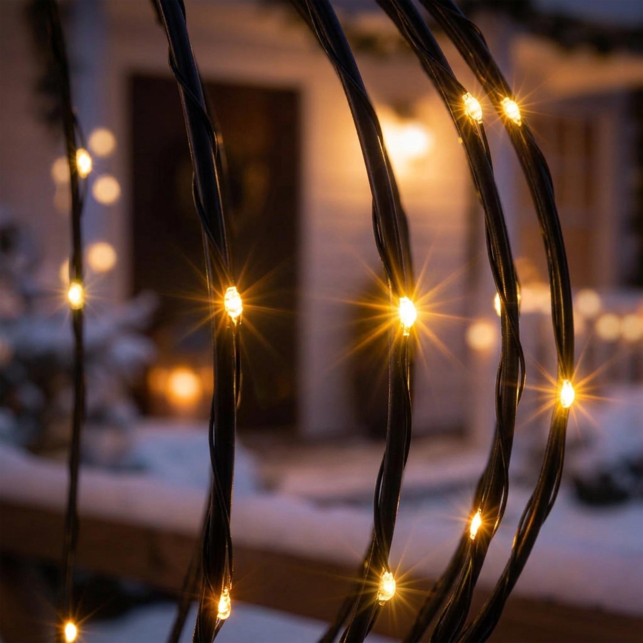 Metall Leuchtball schwarz mit Twinkle Effekt für Außen mit Timer - 47 cm - Garten Dekoleuchte 256 Flashing LEDs in warm weiß mit Netzteil