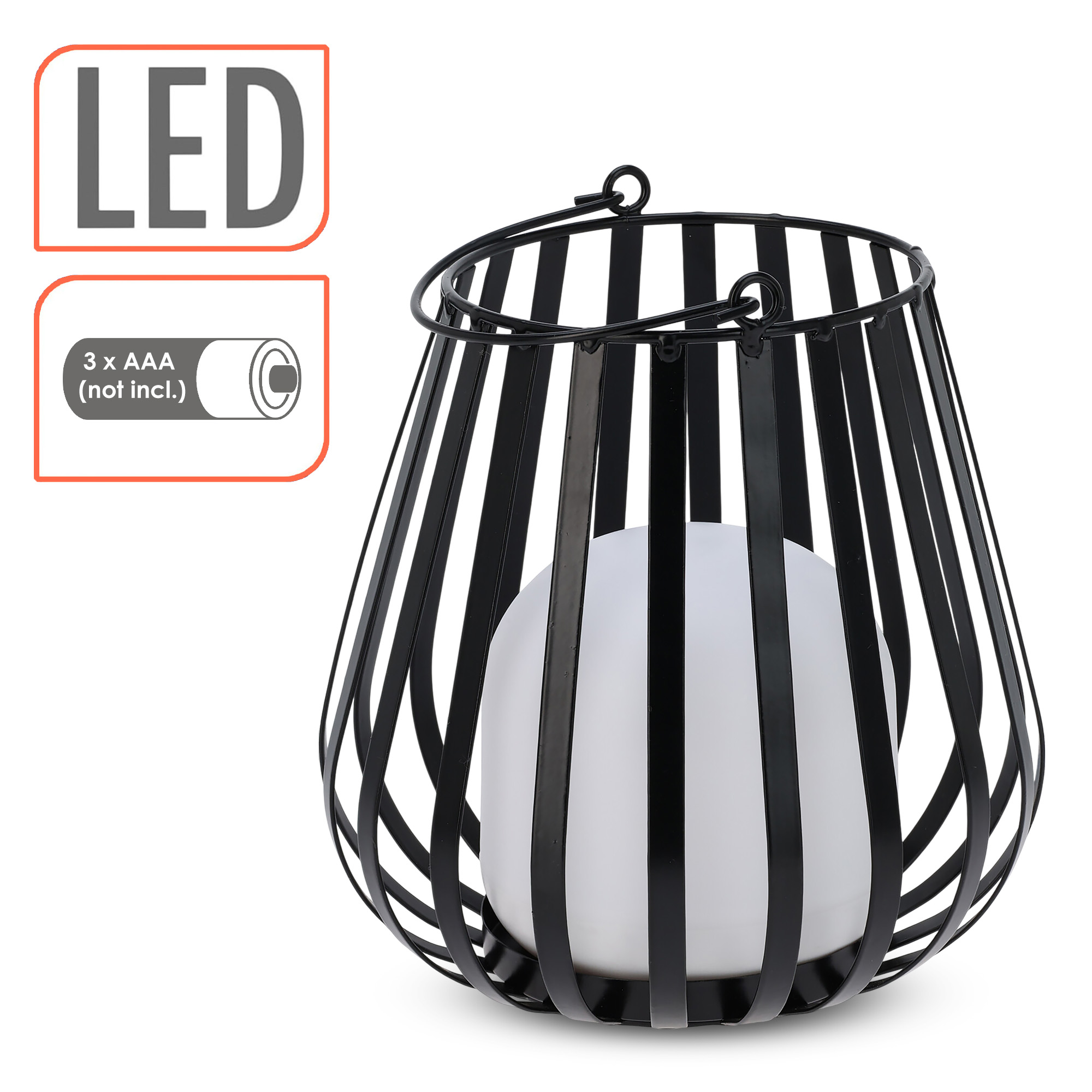 Metall Laterne mit LED Leuchte für Außen und Innen - 23 x 20 cm - Dekoleuchte warm weiß zum Stellen oder Hängen