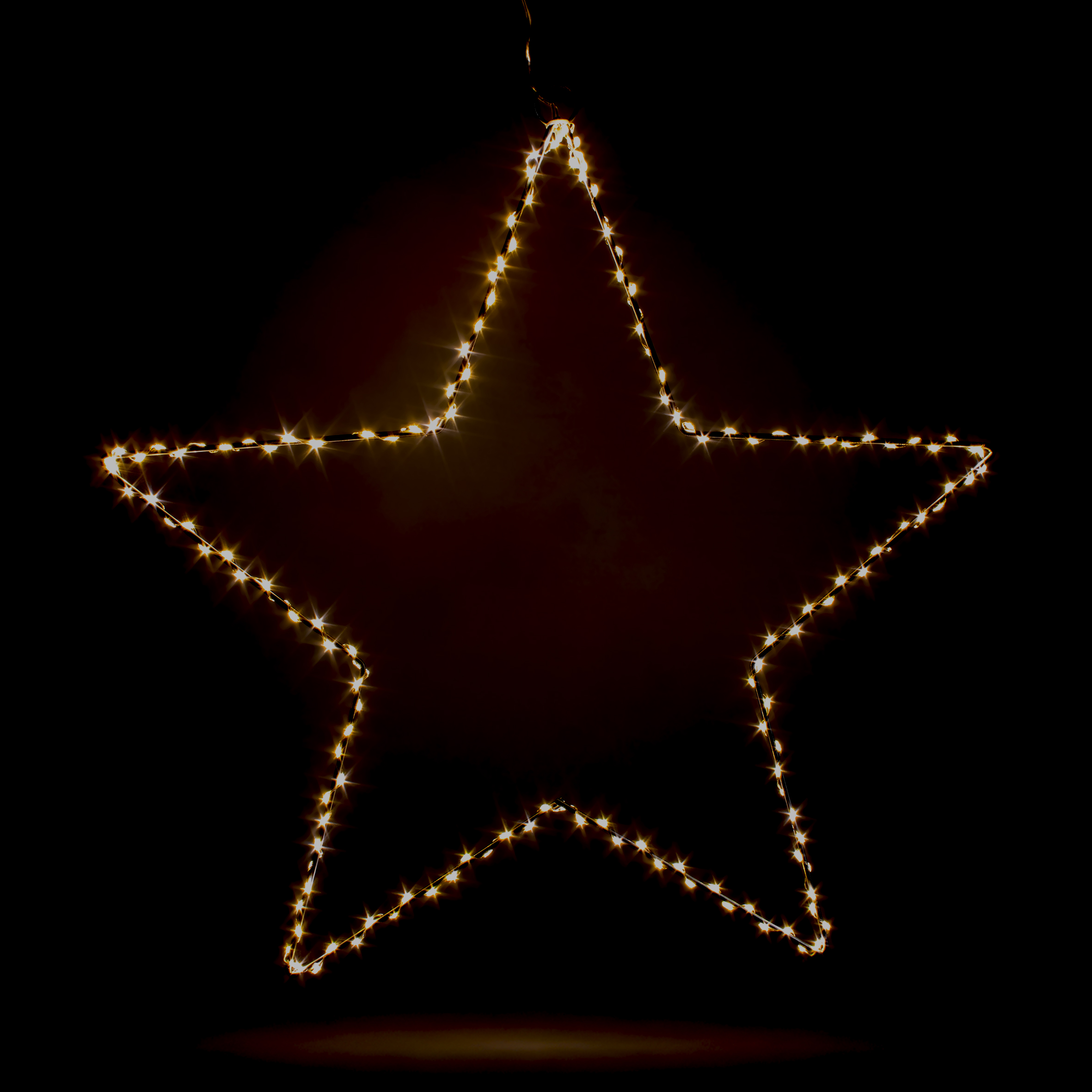 LED Leuchtstern zum Hängen aus Metall in silber mit Timer - 50 cm - Stern Silhouette warm weiß beleuchtet für Außen und Innen
