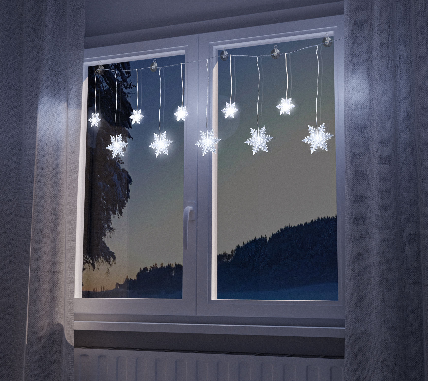 LED Schneeflocke Lichterkette - 135 cm