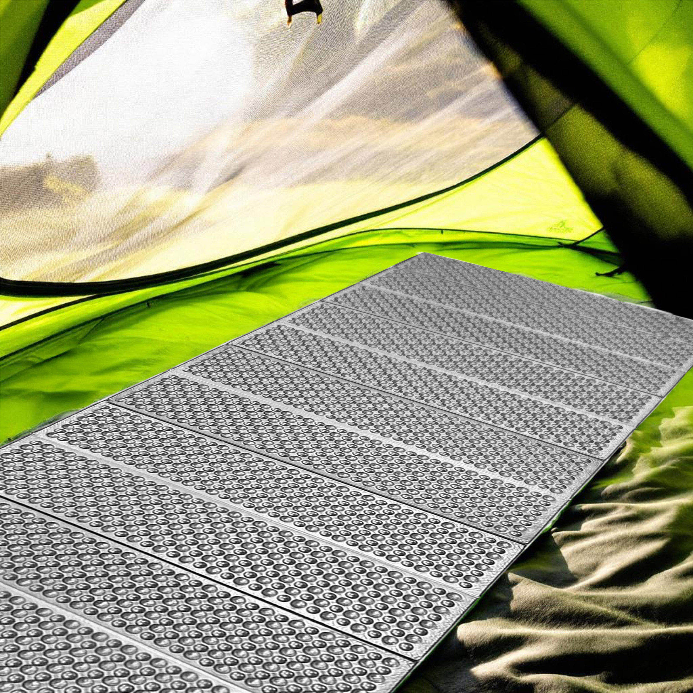 Camping Isomatte ultraleicht faltbar silber - 180 x 59 cm - Outdoor Schaumstoff Thermo Bodenmatte Outdoor-Abenteuer