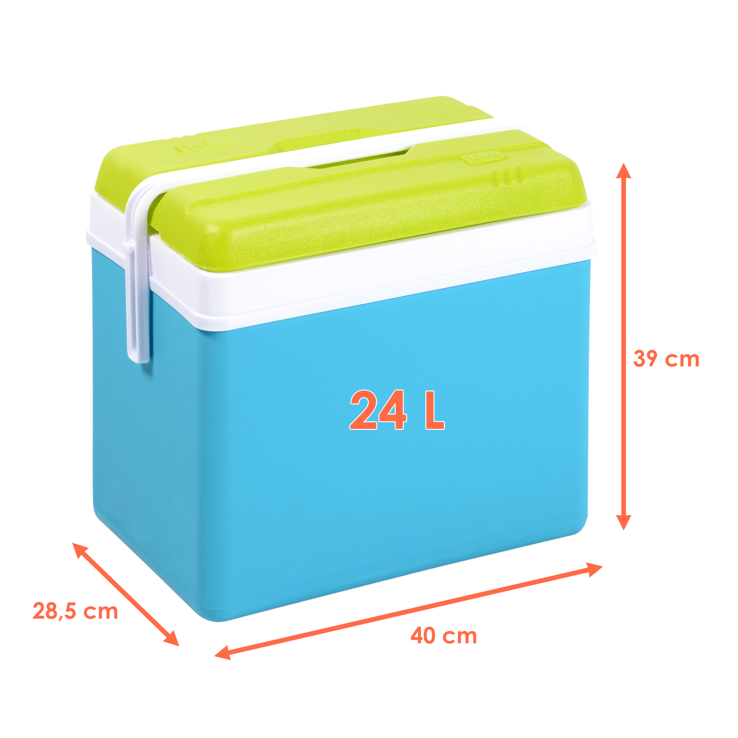 Kühlbox aus Kunststoff 24 Liter - türkis - Outdoor Thermobox mit Tragegriff - Kühltasche Isoliertasche Thermo Behälter für Camping Picknick Festival Garten