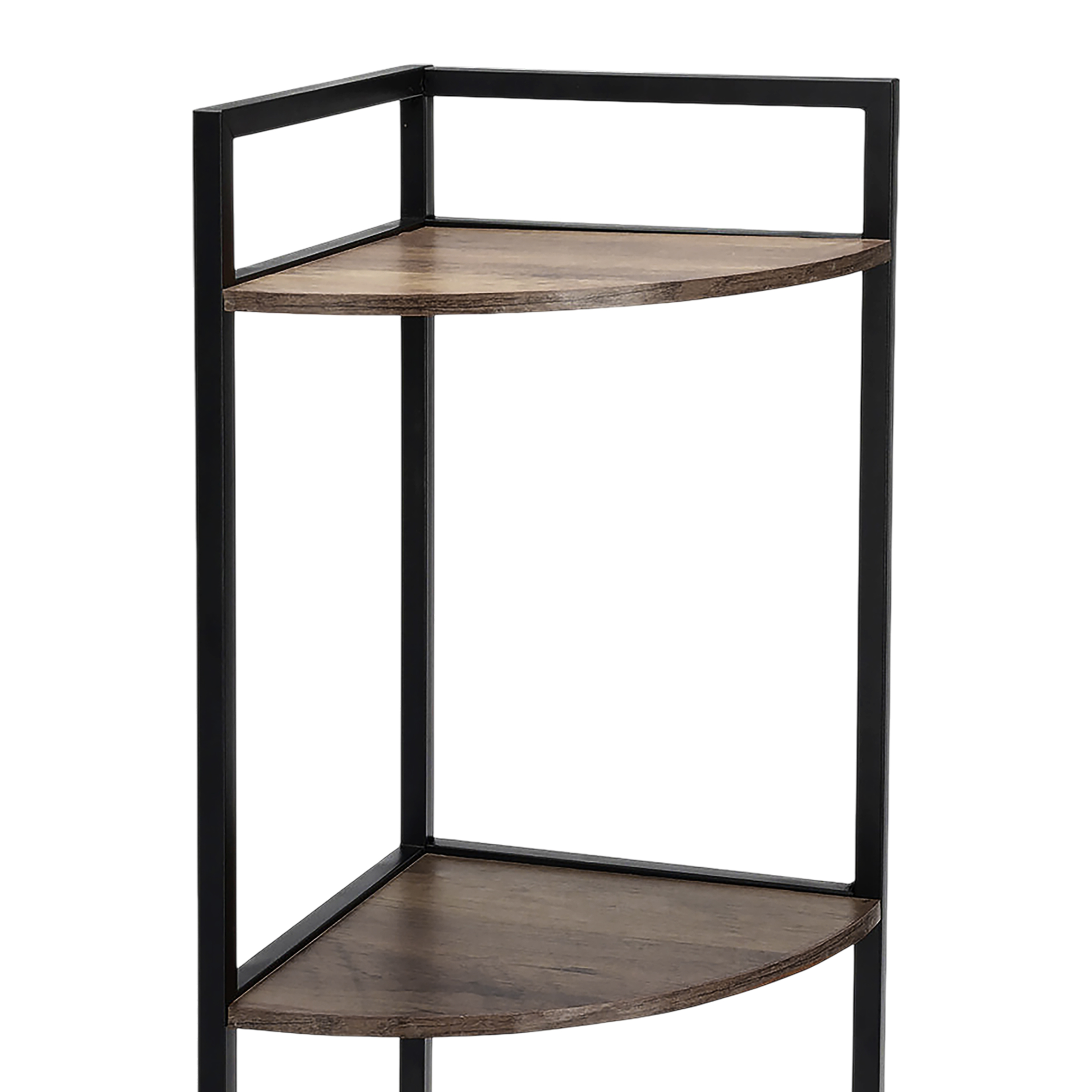 Eckregal schwarz mit 3 Ablagen aus Holz - 76 x 23 cm - Metall Standregal mit 3 Holzfächern