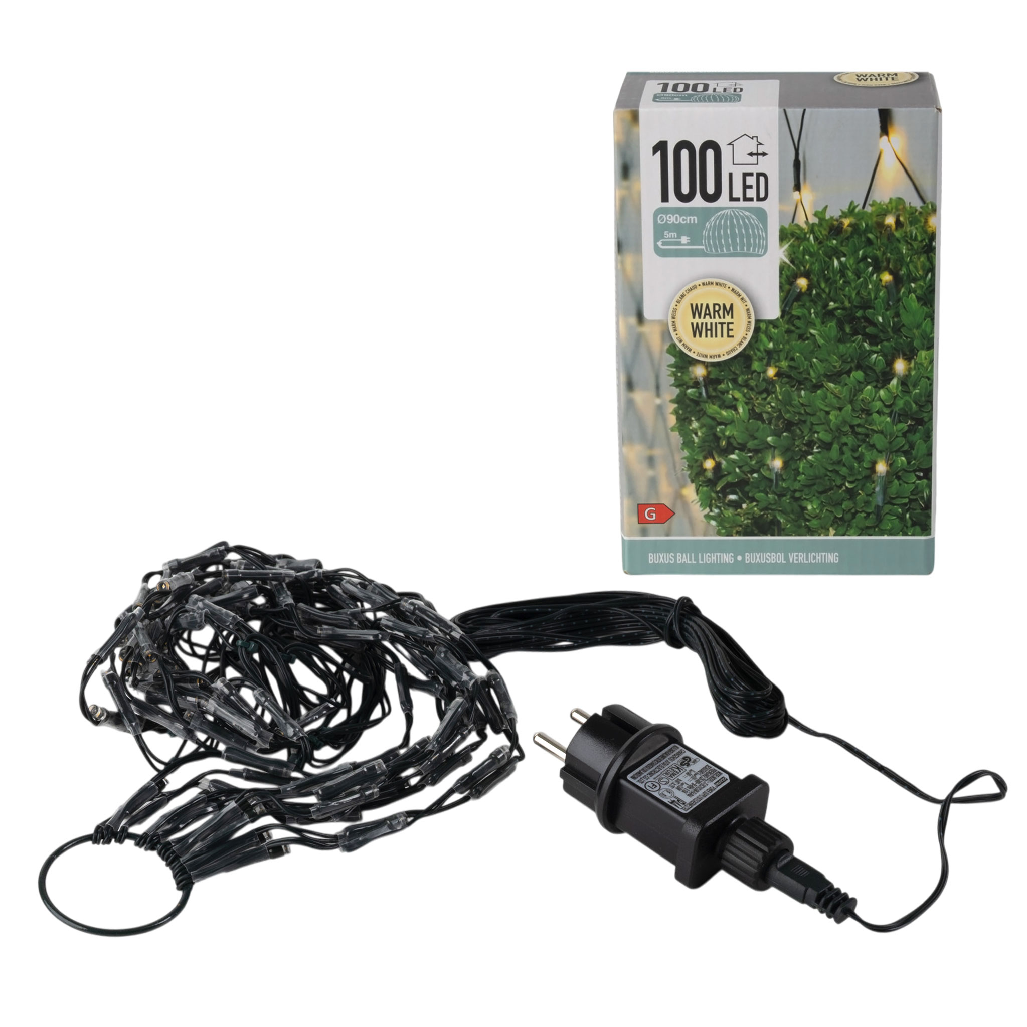 LED Buchsbaum Beleuchtung mit 100 LED warm weiß - 90 cm - Garten Deko Lichtervorhang