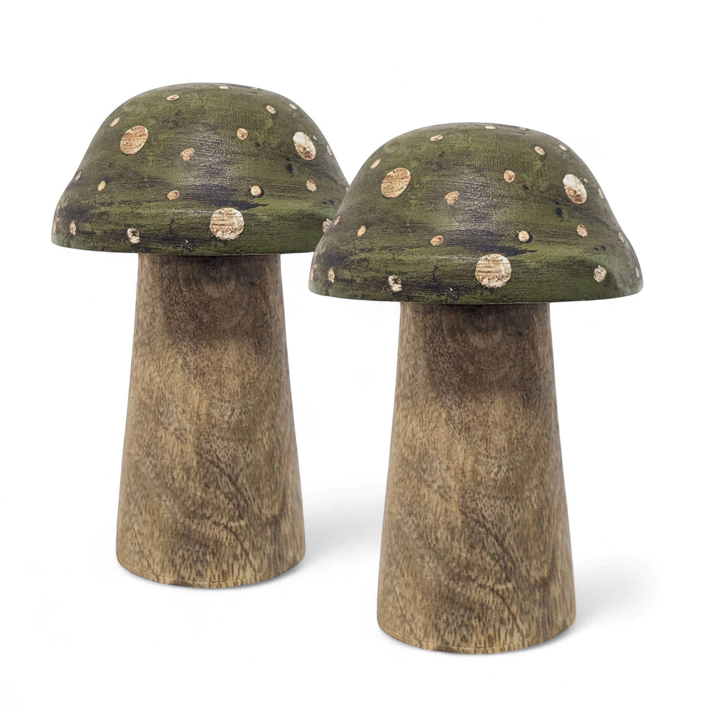 Mangoholz Deko Pilze zum Hinstellen 12 cm - 2er Set - Holz Fliegenpilze Figur zur Herbst Dekoration