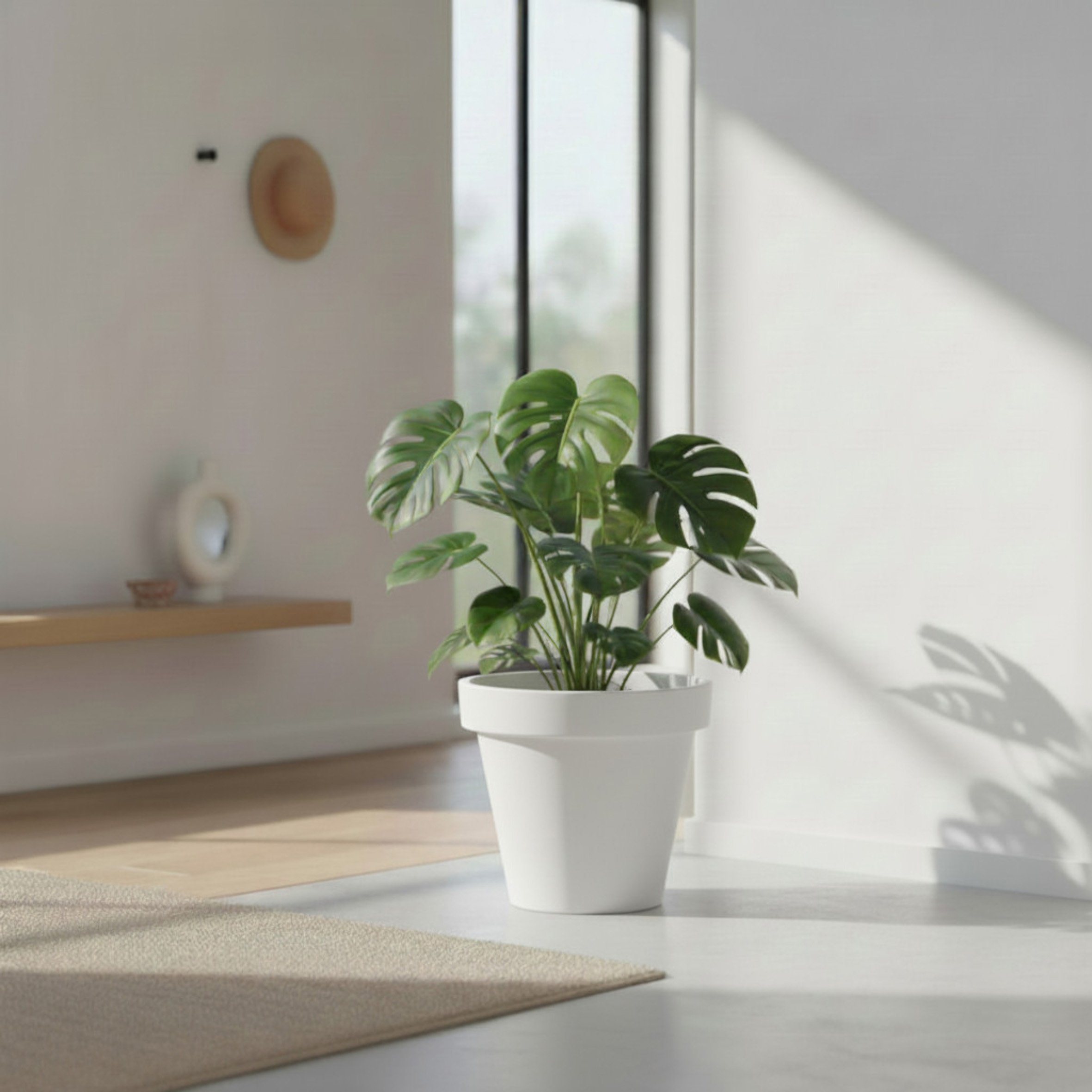 Kunststoff Pflanzkübel L rund Ø 48 cm - weiß - Blumenkübel groß für Außen und Innen