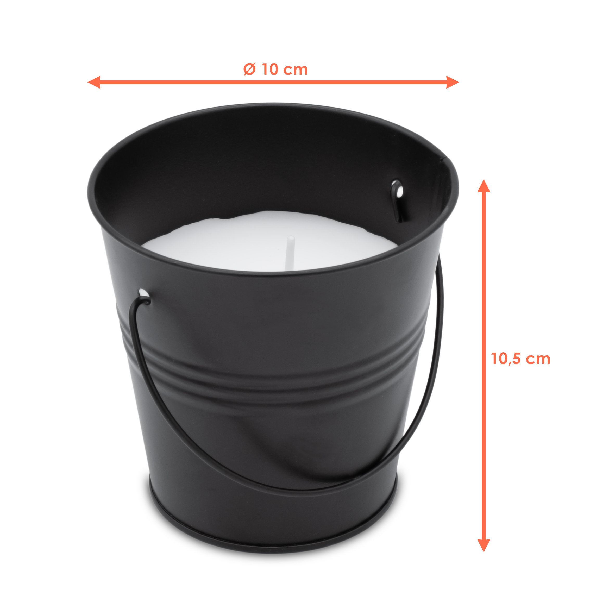 Zitronella Kerze im Metall Eimerchen schwarz - 3er Set - Duftkerze mit frischem Zitronen Aroma