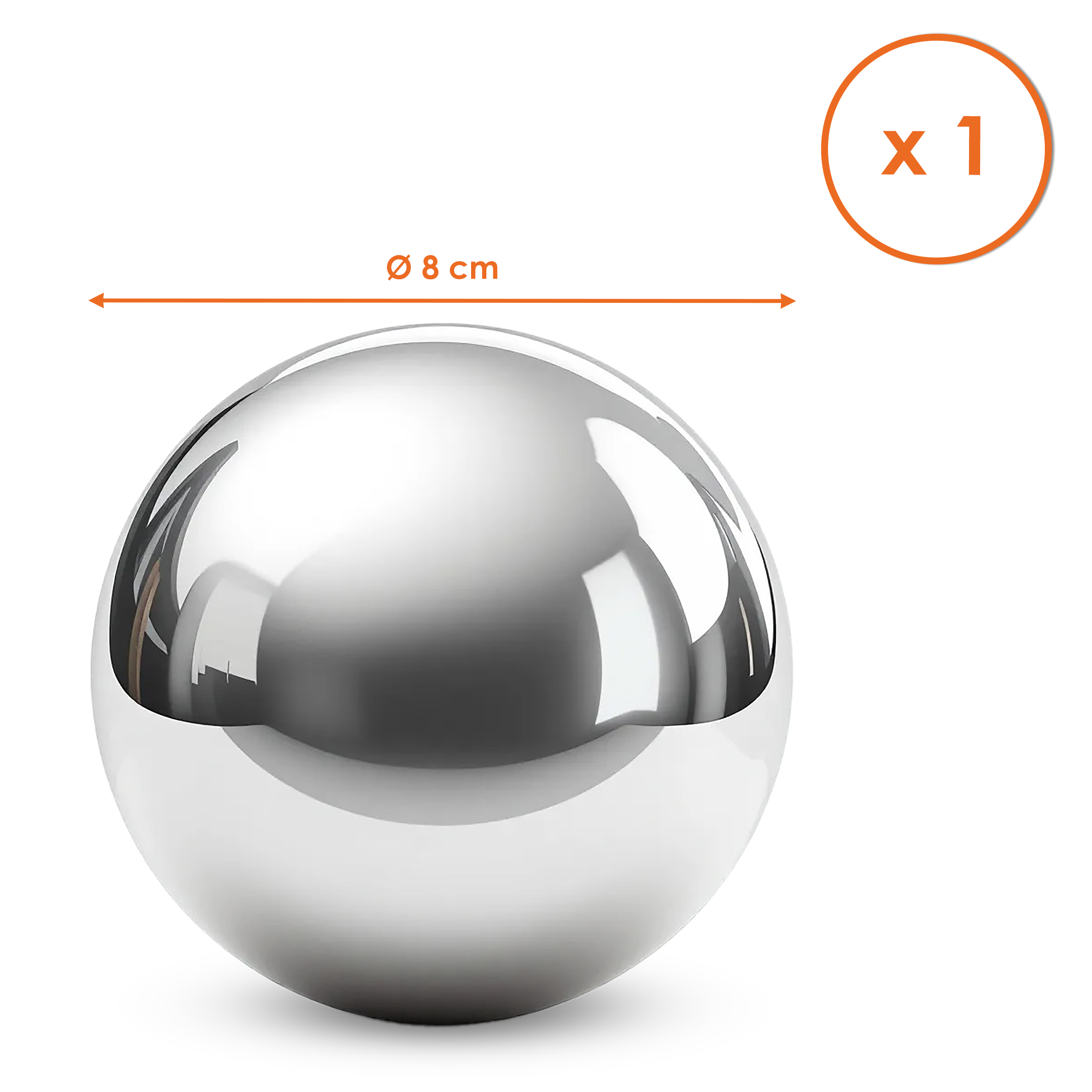 Edelstahl Dekokugeln silber glänzend für Zierbrunnen 8 / 6 / 4 cm - 7er Set - Metall Hohlkugeln zum Dekorieren und Basteln