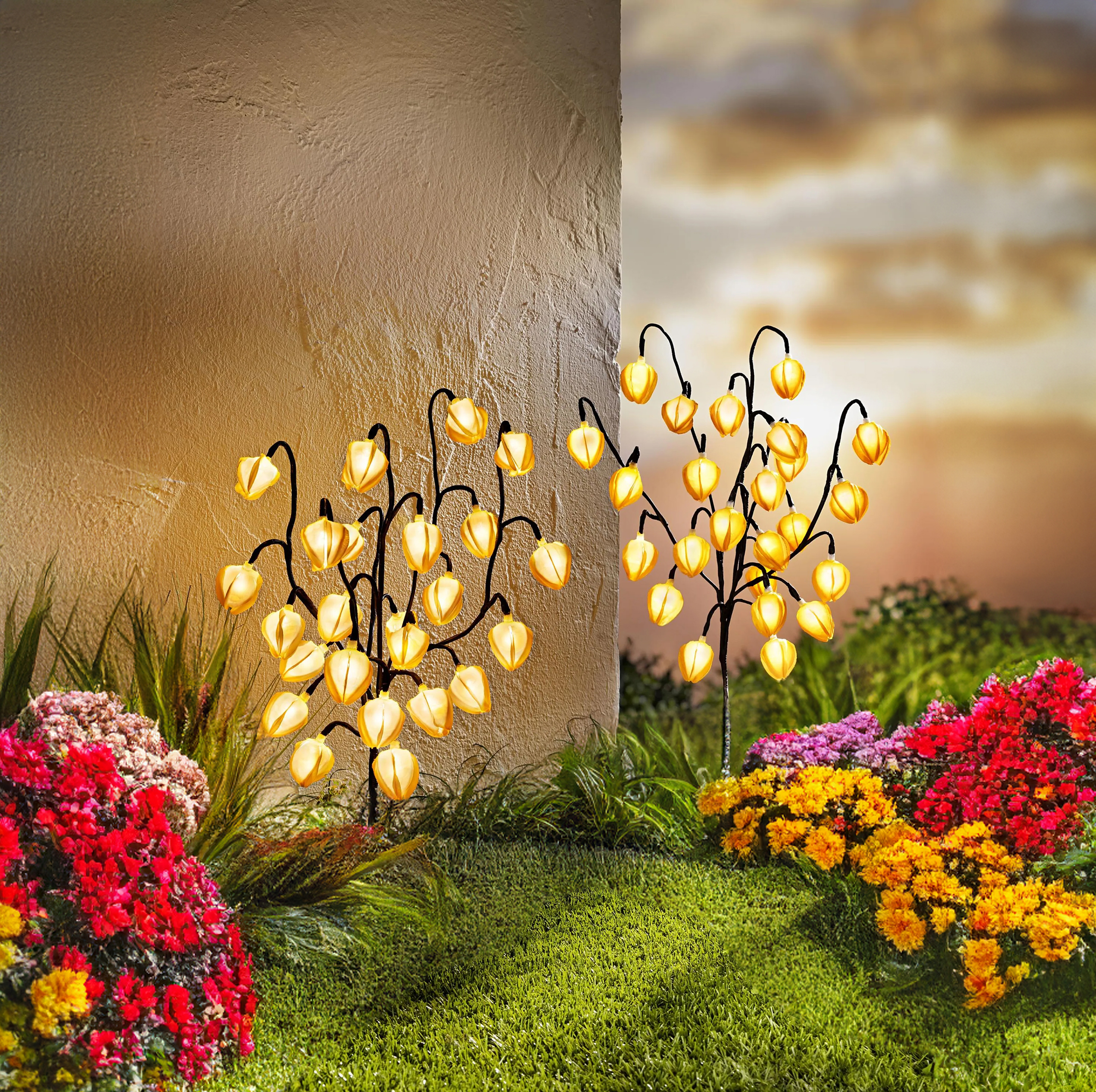 LED Garten Stecker Physalis warm weiß - 2er Set