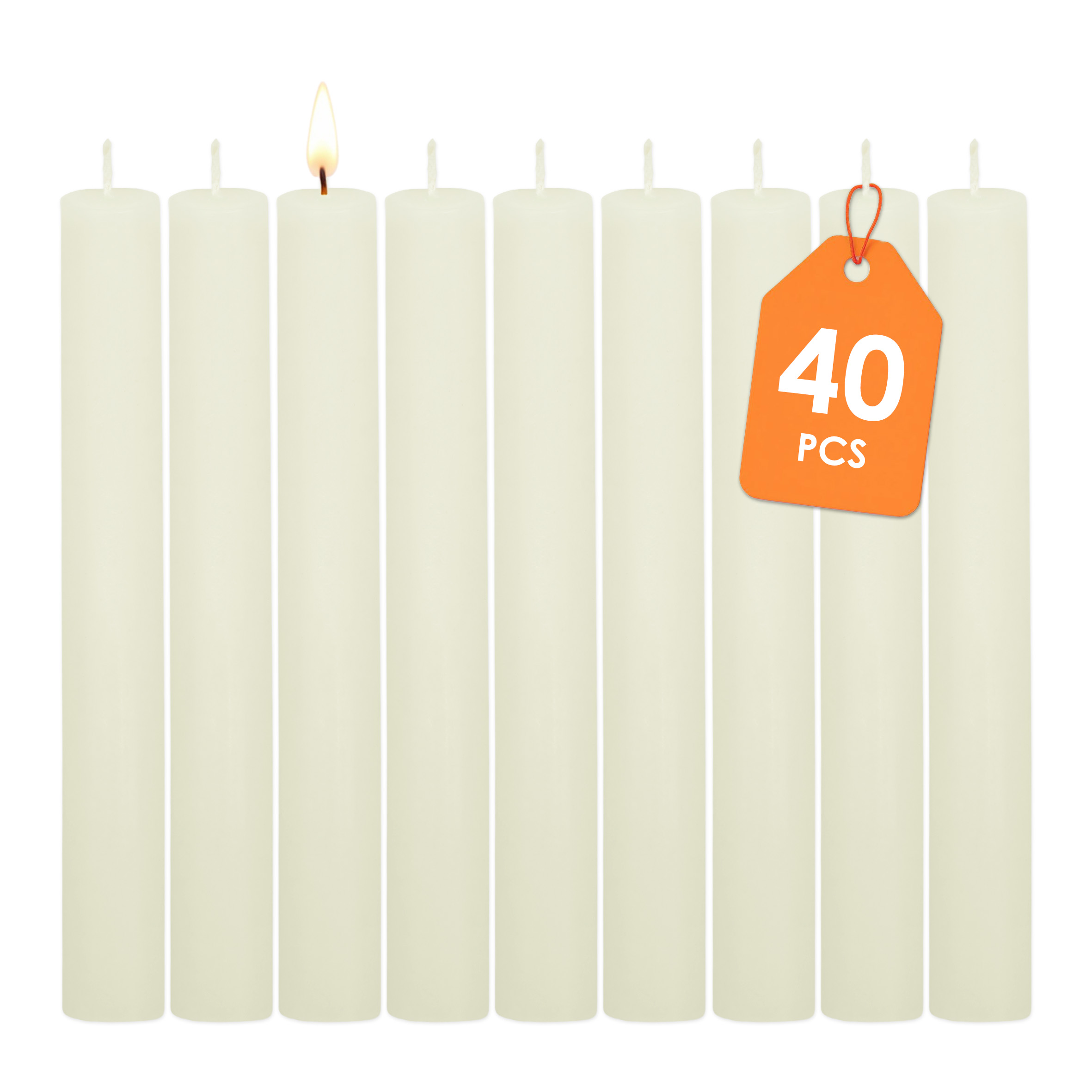 Echtwachs Stabkerzen klassisch 40er Pack - creme weiß