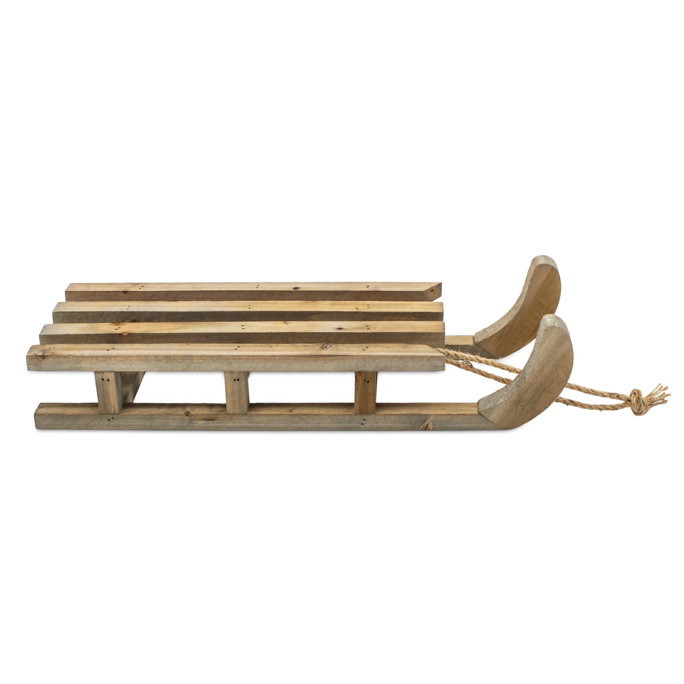Dekoschlitten aus Holz natur mit Seil - 46 x 12 cm - Deko Holzschlitten mit Naturkordel