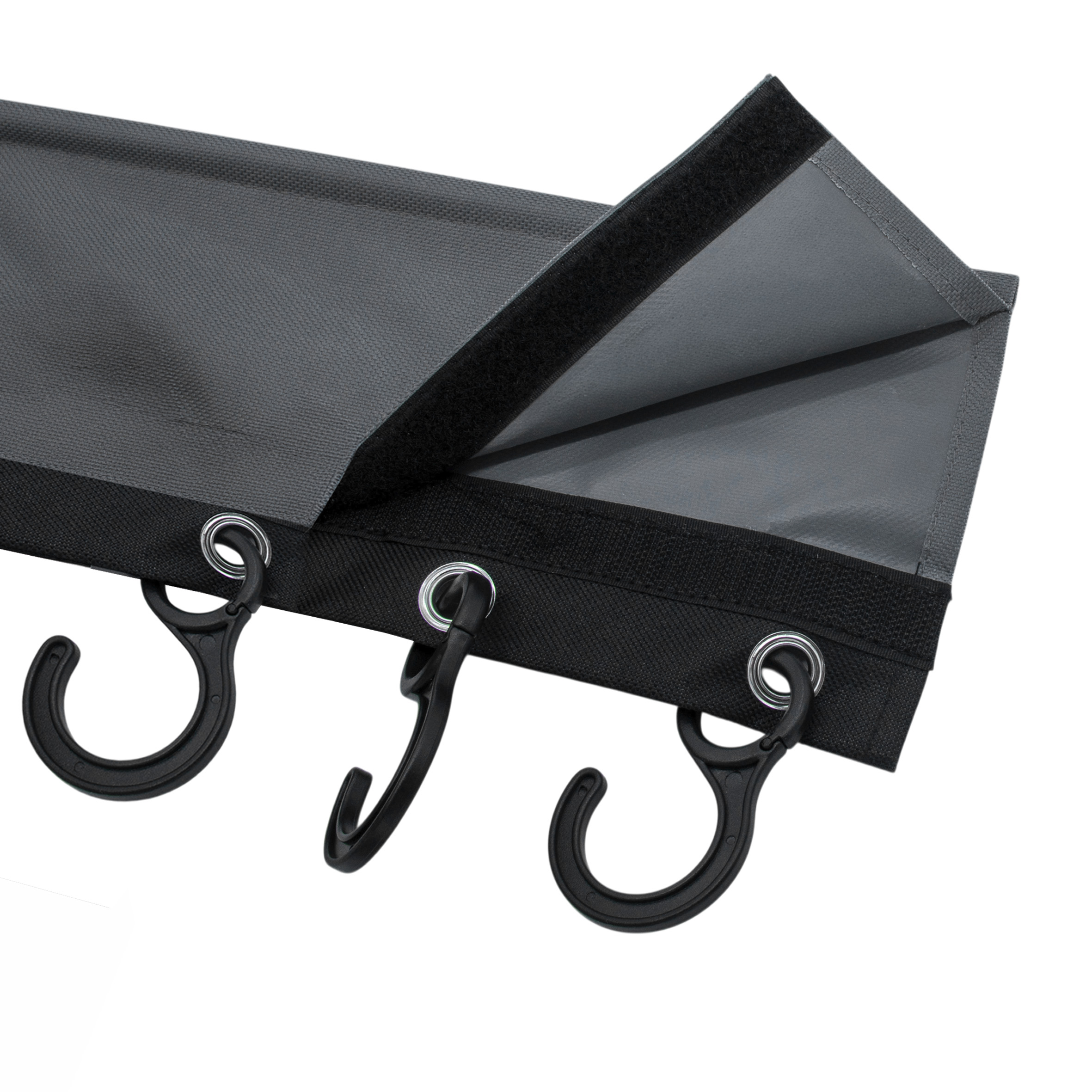 Camping Hakenleiste mit Klettverschluss für Zeltstangen - 58 x 20 cm - Universal Garderobenleiste mit 8 Haken