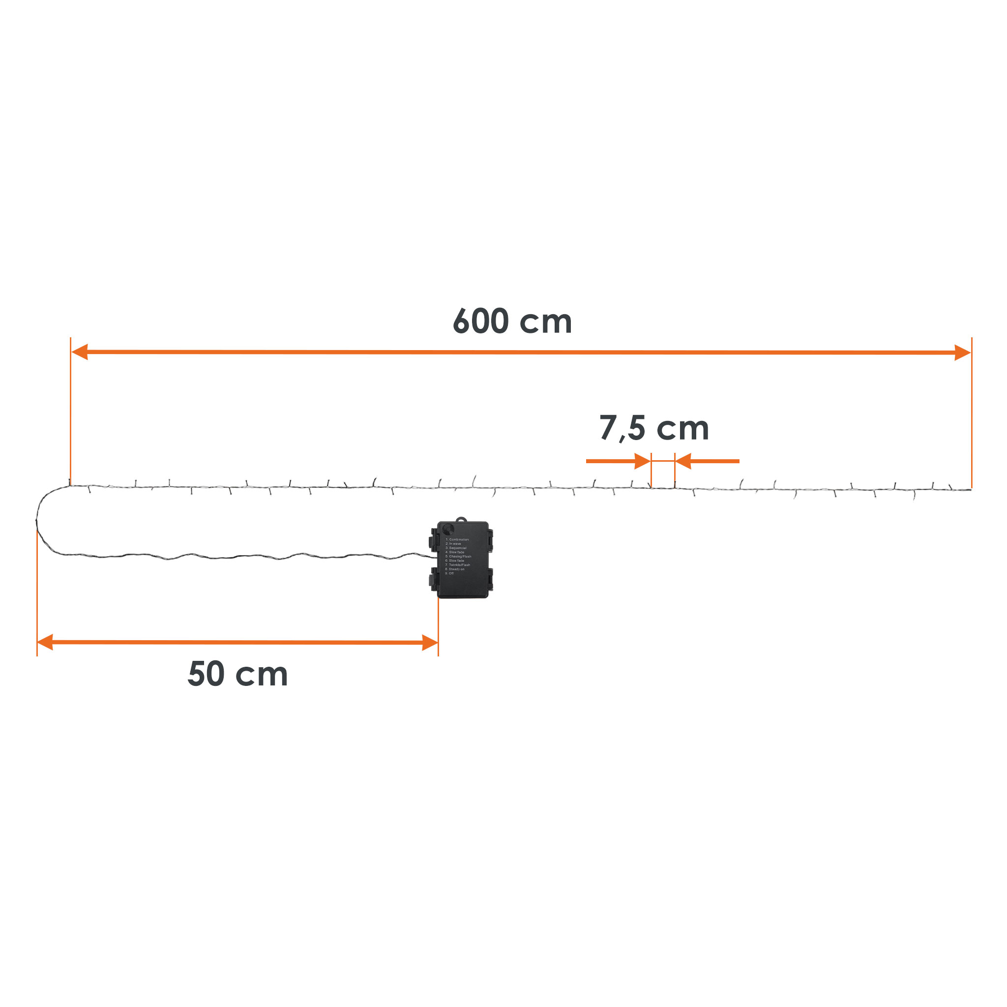 LED Lichterkette für Außen und Innen - 80 LED / 6 m - Deko Beleuchtung mit 8 Funktionen