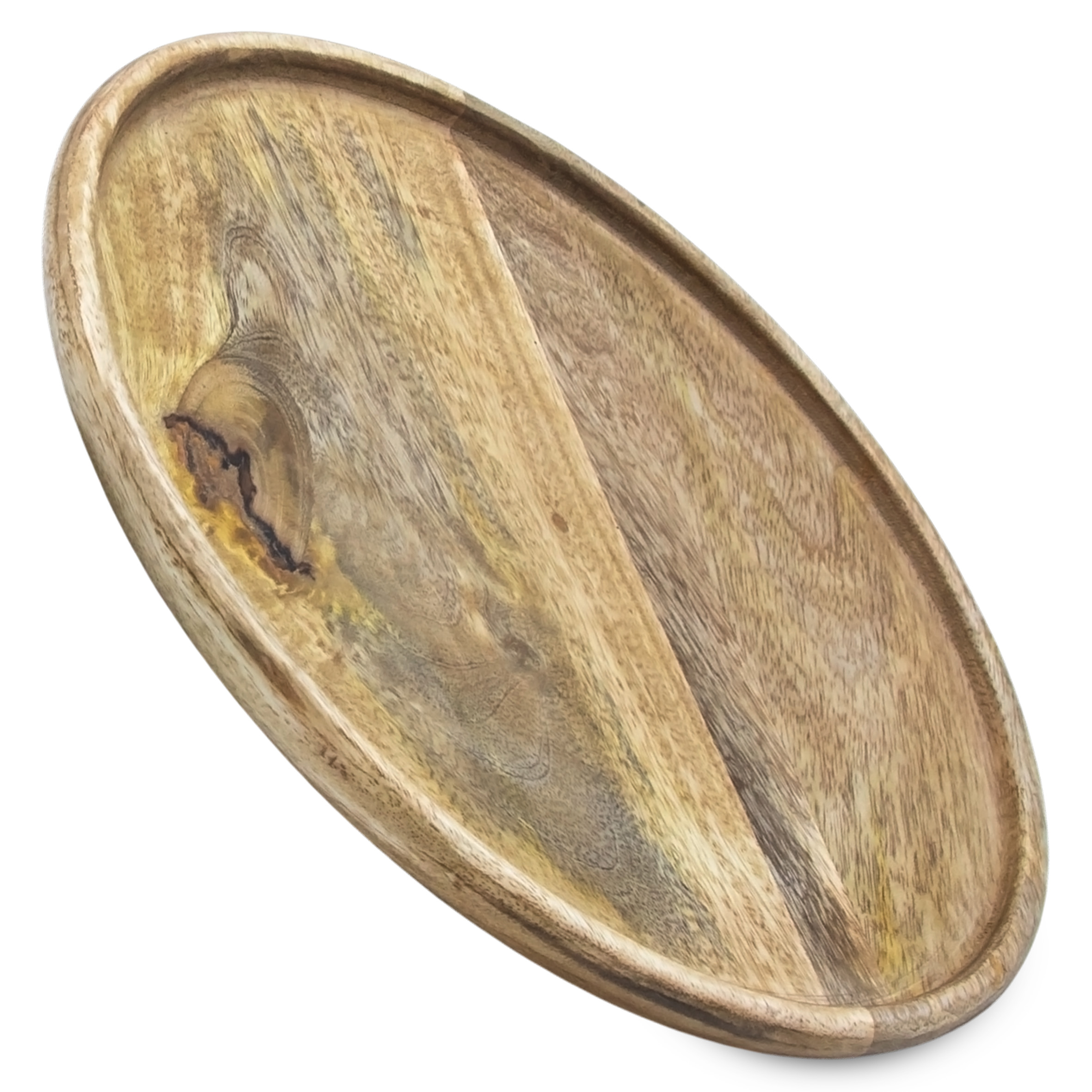 Mango Holztablett rund natur poliert - 30 cm - Landhaus Holz Kerzenteller mit Rand