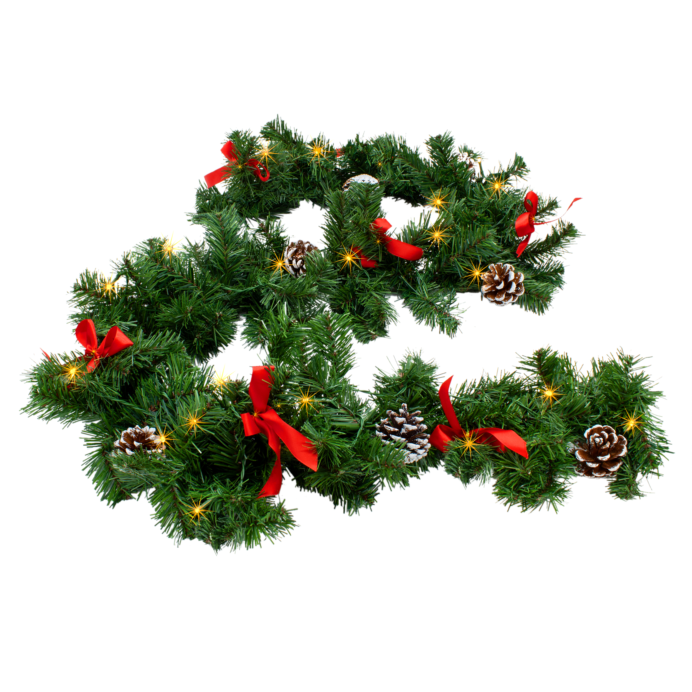 Weihnachts-Girlande oder Kranz mit LED Lichterkette - wählbar - Künstliche Tannengirlande inklusive Deko