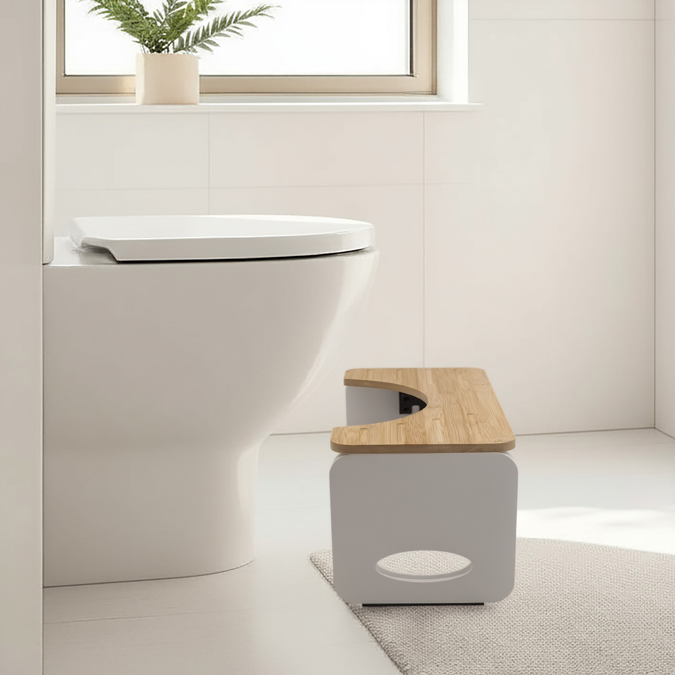 Bambus Toilettenhocker für natürliche Hockstellung - 40 x 20 cm - Ergonomischer Squat WC Hocker rutschfest und klappbar