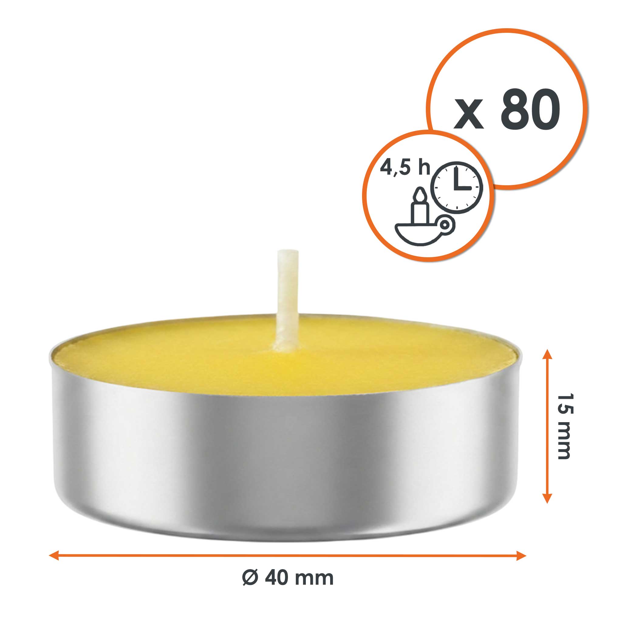 Citronella Duft Teelicht - 80er Pack - Zitronen Duftkerze gegen Mücken