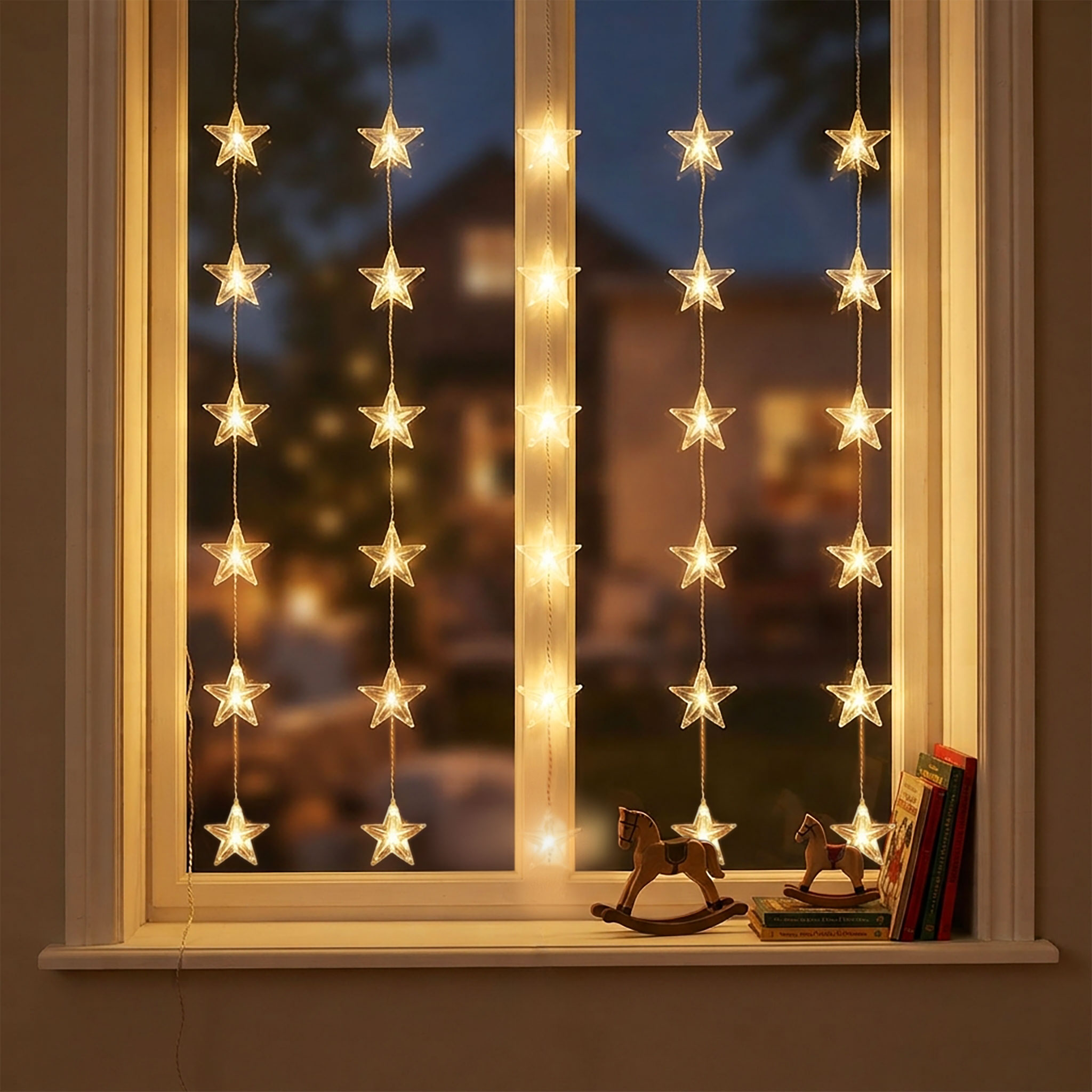 LED Sternen Lichtervorhang warm weiß - 100 cm - Deko Lichterkette mit 30 LED für Innen