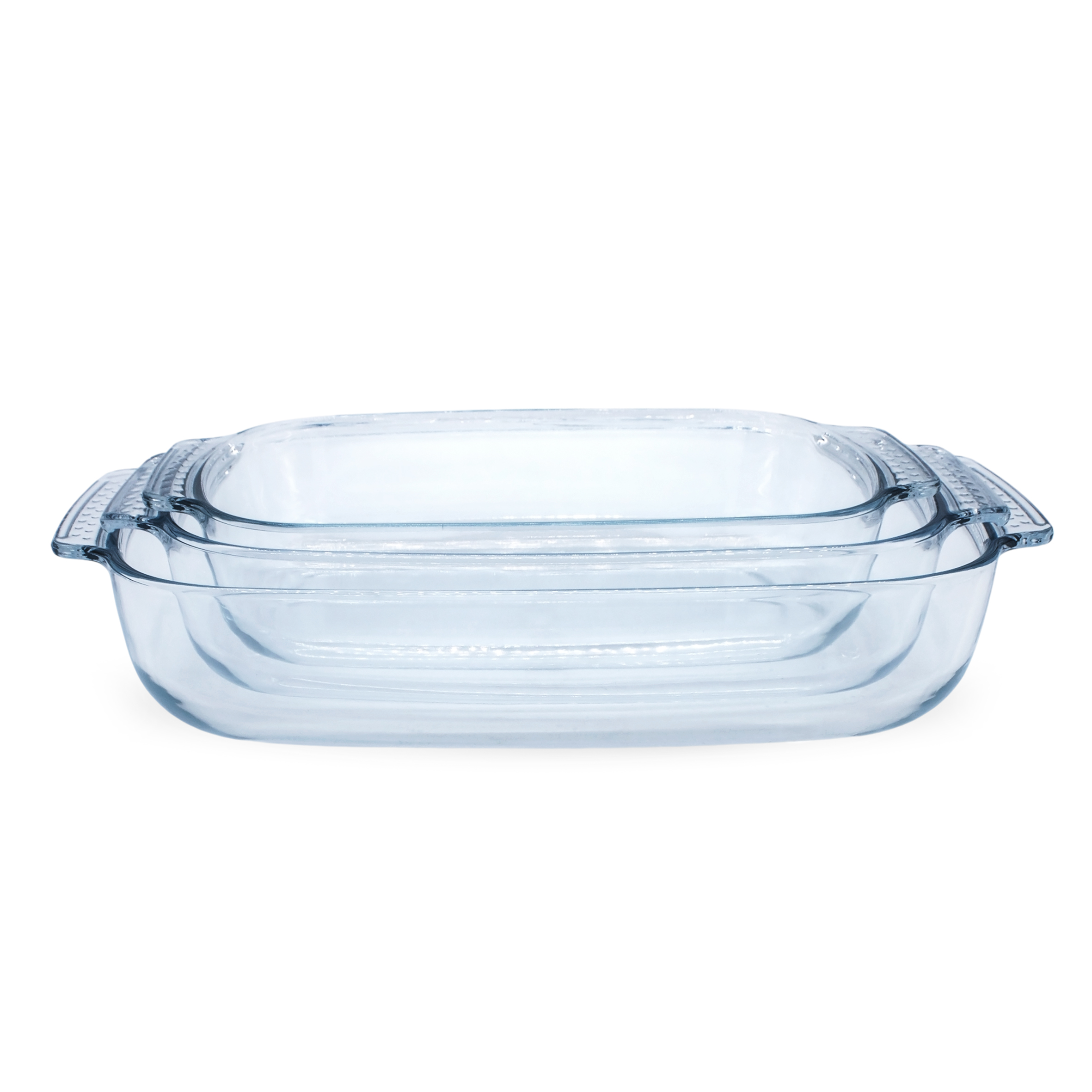 Glas Auflaufform 3er Set hitzebeständig bis 230°C - 2 L / 2,7 L / 3,8 L - Ofenschalen in verschiedenen Größen spülmaschinenfest